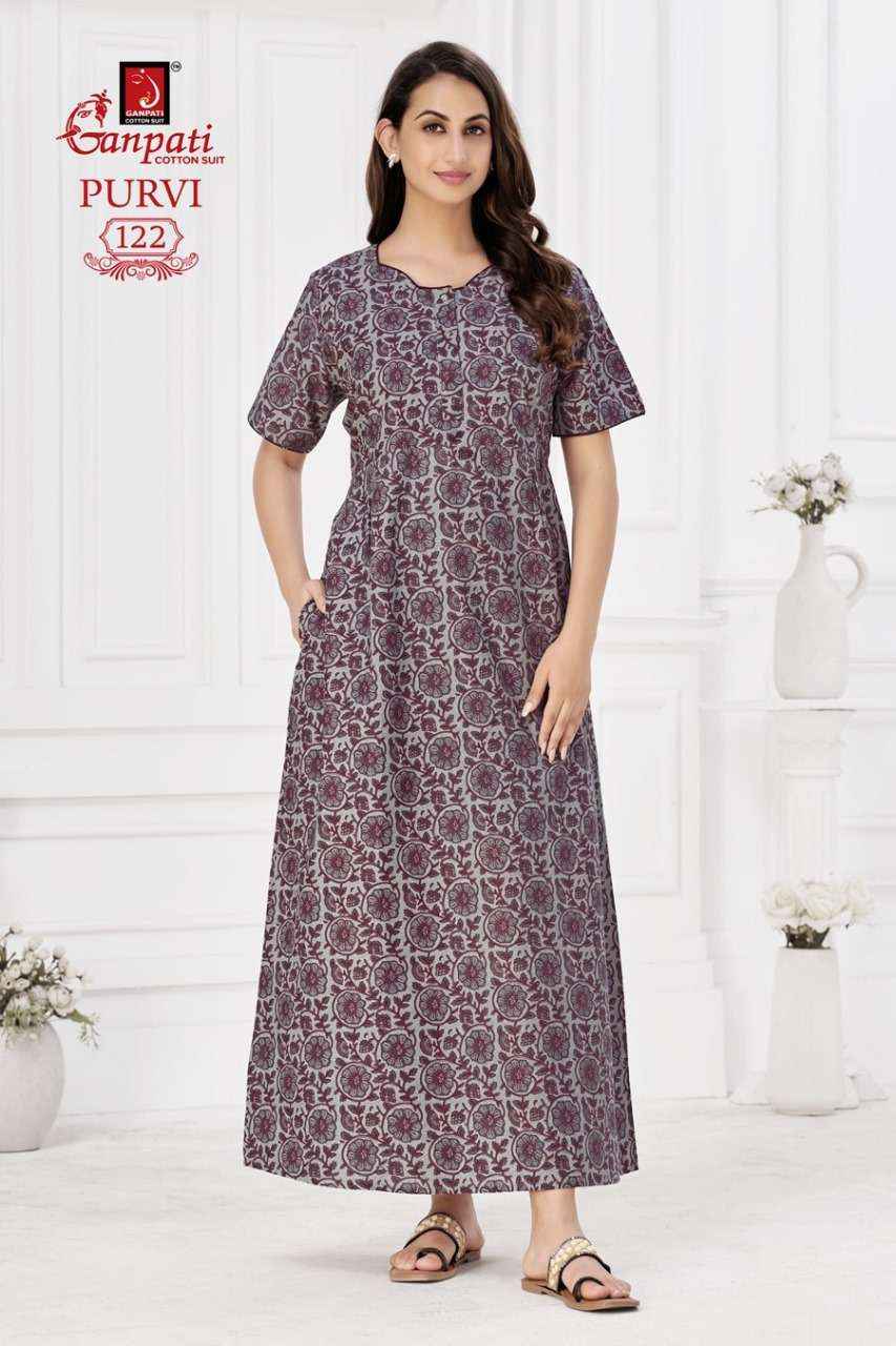 Ganpati Purvi Vol-1Pure Cotton Night Gown ( 20 Pcs Catalog )