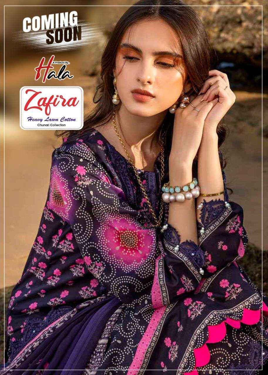 HALA ZAFIRA CHUNARI LAWN COTTON DRESS MATERIAL ( 4 PCS CATALOG )