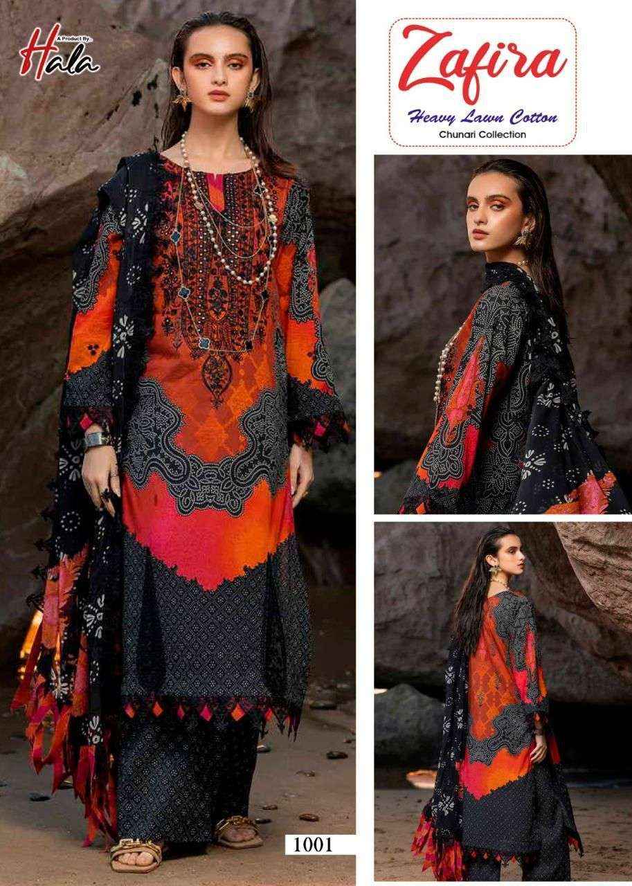 HALA ZAFIRA CHUNARI LAWN COTTON DRESS MATERIAL ( 4 PCS CATALOG )