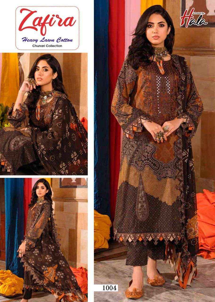 HALA ZAFIRA CHUNARI LAWN COTTON DRESS MATERIAL ( 4 PCS CATALOG )