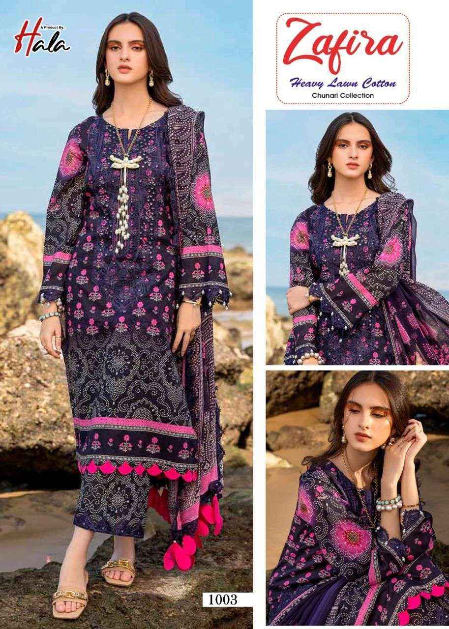 HALA ZAFIRA CHUNARI LAWN COTTON DRESS MATERIAL ( 4 PCS CATALOG )