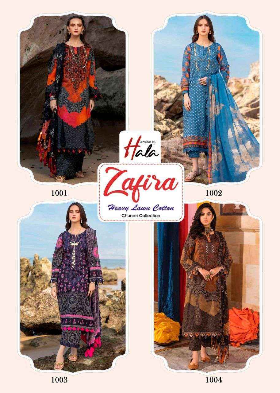 HALA ZAFIRA CHUNARI LAWN COTTON DRESS MATERIAL ( 4 PCS CATALOG )