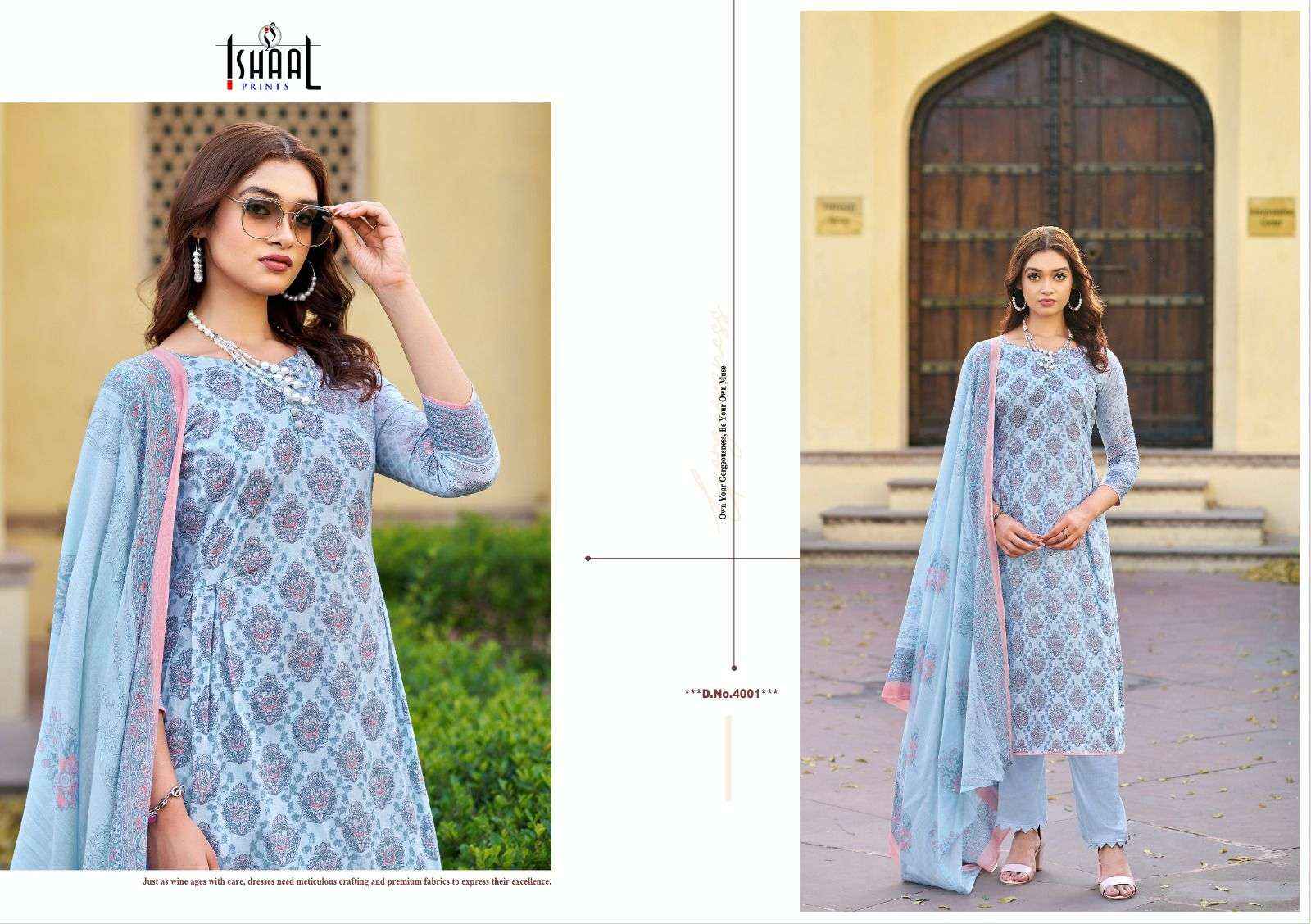 ISHAAL PRINTS KESARIYA VOL-4 LAWN DRESS MATERIAL ( 8 PCS CATALOG )