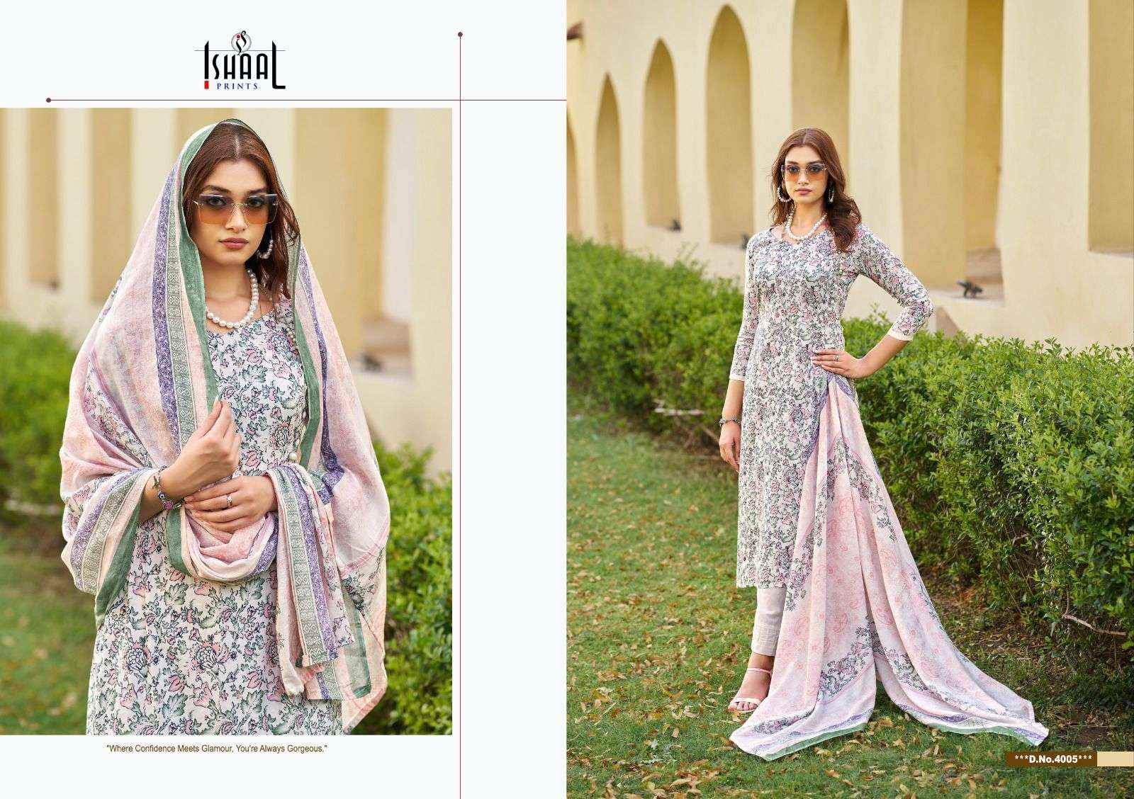 ISHAAL PRINTS KESARIYA VOL-4 LAWN DRESS MATERIAL ( 8 PCS CATALOG )