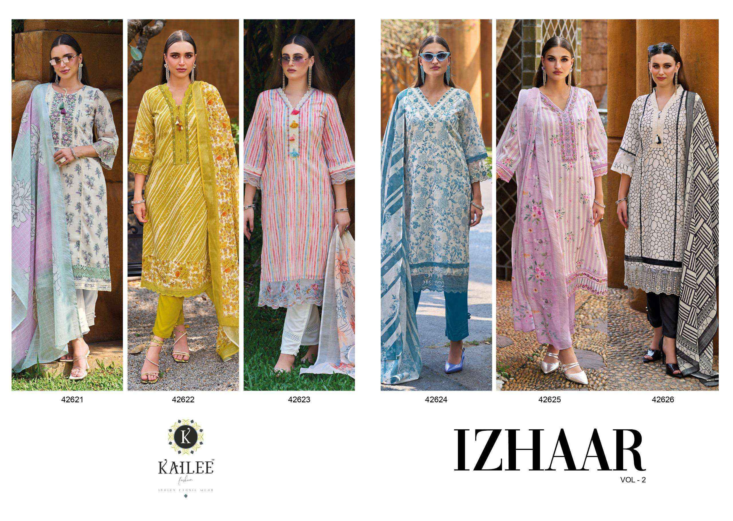 KAILEE FASHION IZHAAR VOL 2 LINEN COTTON FANCY SUIT ( 6 PCS CATALOG )