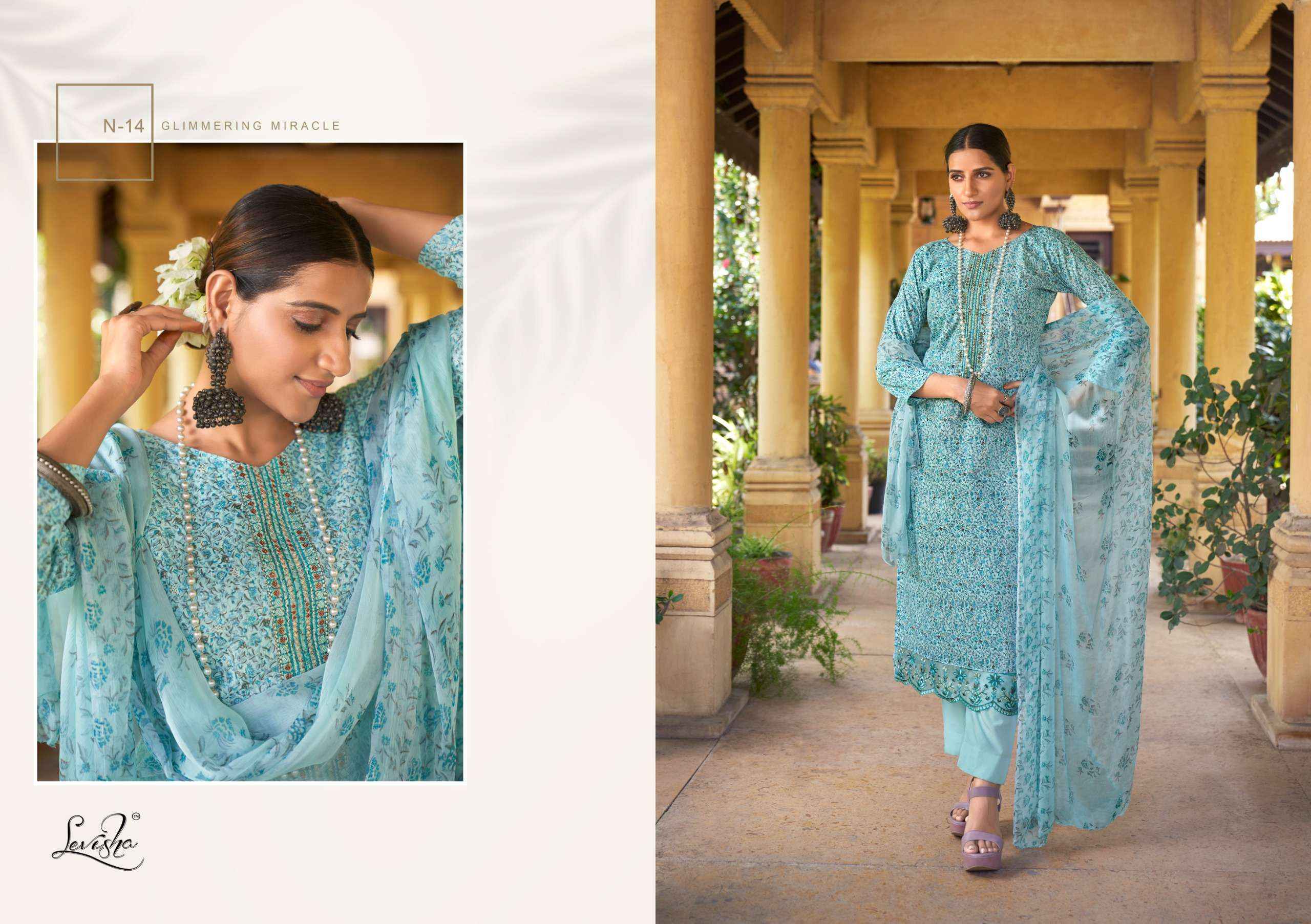 LEVISHA NAYASHA COTTON SELF EMBROIDERY DESIGNER SUITS ( 8 PCS CATALOG )