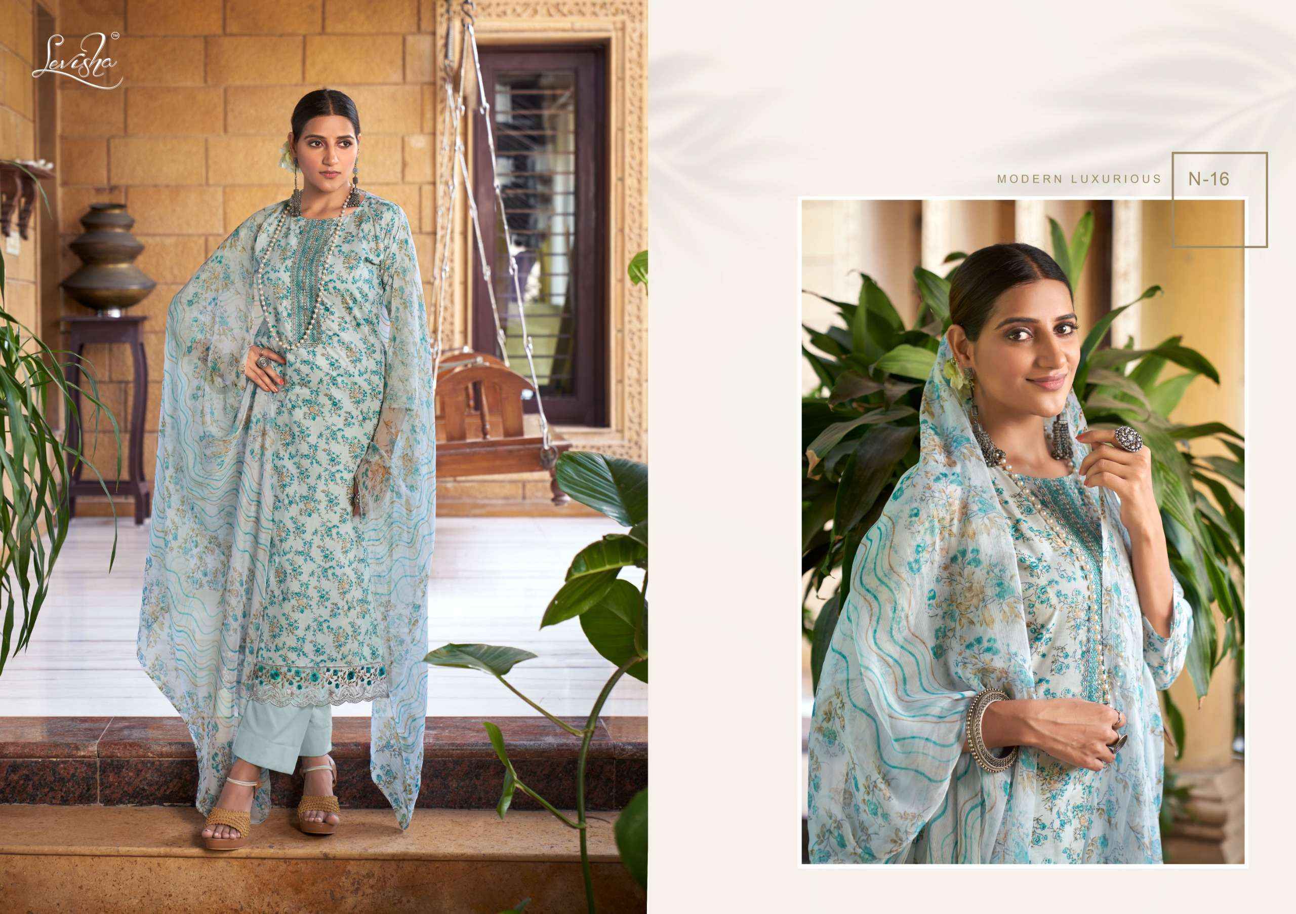 LEVISHA NAYASHA COTTON SELF EMBROIDERY DESIGNER SUITS ( 8 PCS CATALOG )