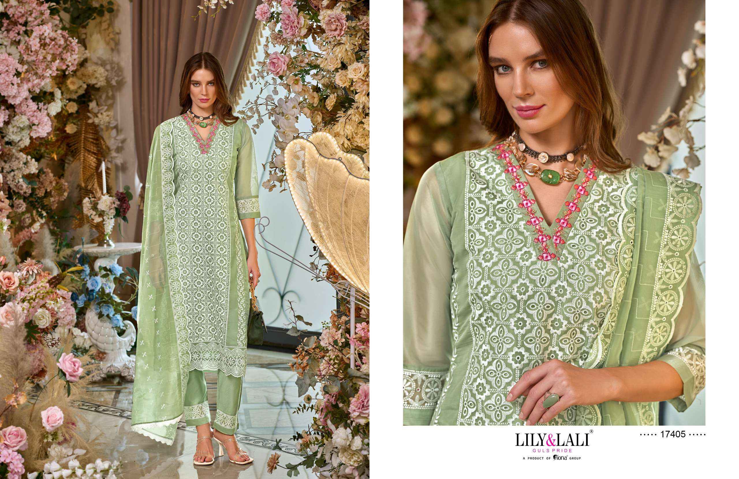 LILY AND LALI SUMMER BLOSSOM SCHIFFLI SUITS ( 6 PCS CATALOG )