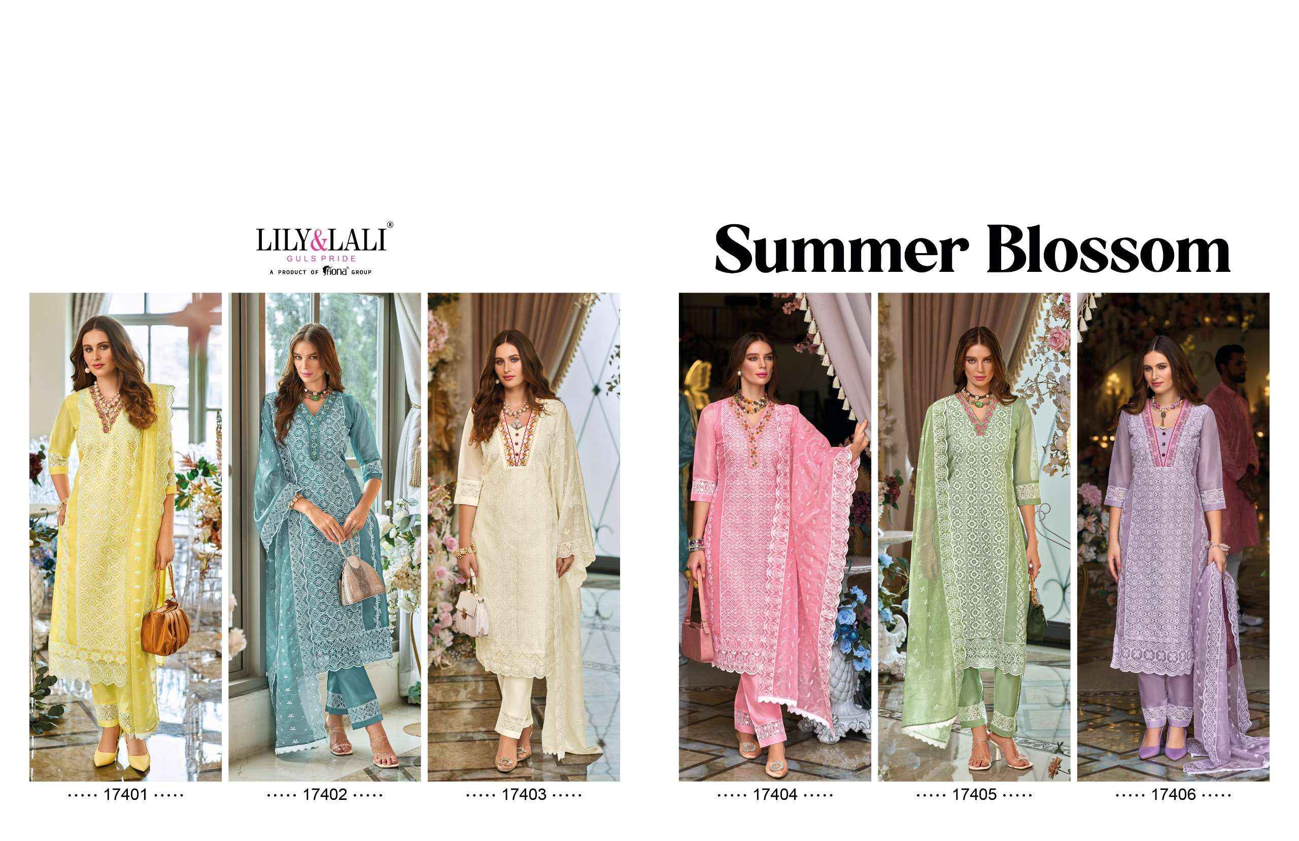 LILY AND LALI SUMMER BLOSSOM SCHIFFLI SUITS ( 6 PCS CATALOG )