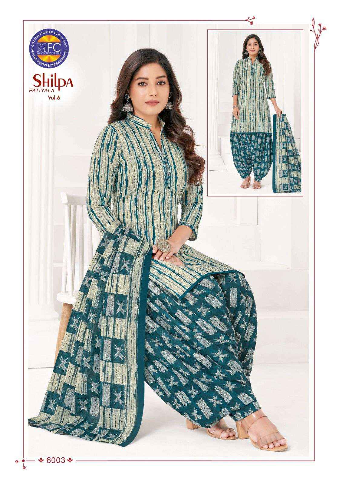 MFC SHILPA PATIYALA VOL 6 PURE COTTON DRESS MATERIAL ( 12 PCS CATALOG )