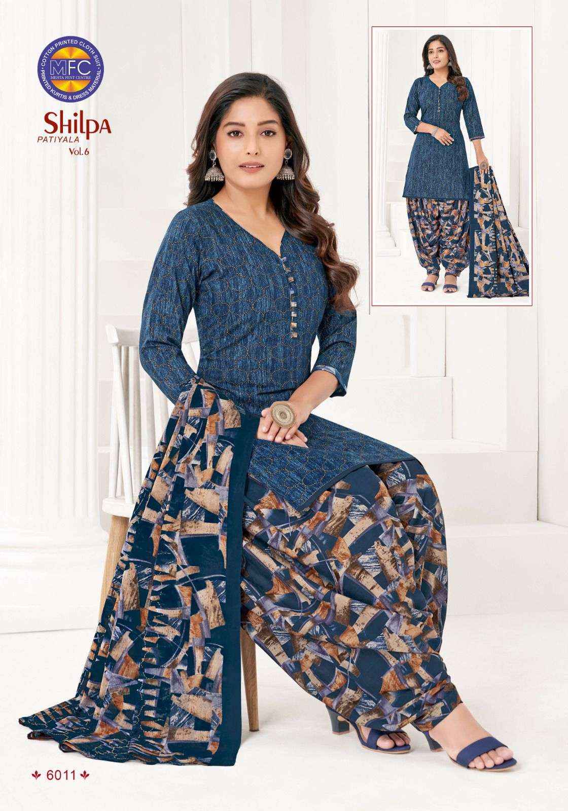 MFC SHILPA PATIYALA VOL 6 PURE COTTON DRESS MATERIAL ( 12 PCS CATALOG )