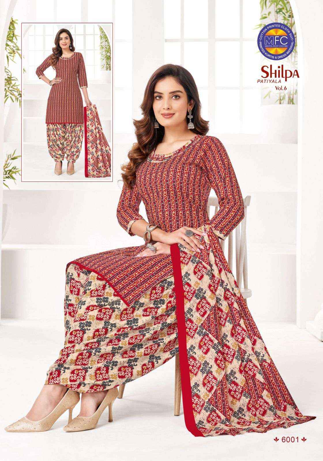 MFC SHILPA PATIYALA VOL 6 PURE COTTON DRESS MATERIAL ( 12 PCS CATALOG )