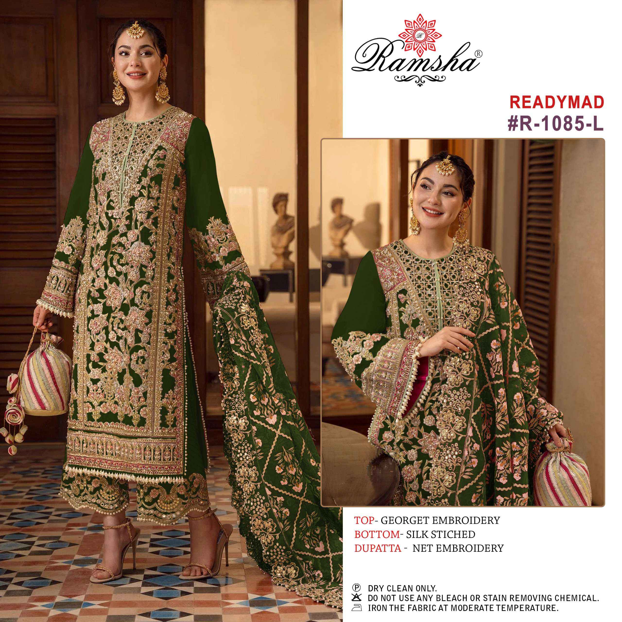RAMSHA R 1085 GEORGETTE PAKISTANI READYMADE SUITS
