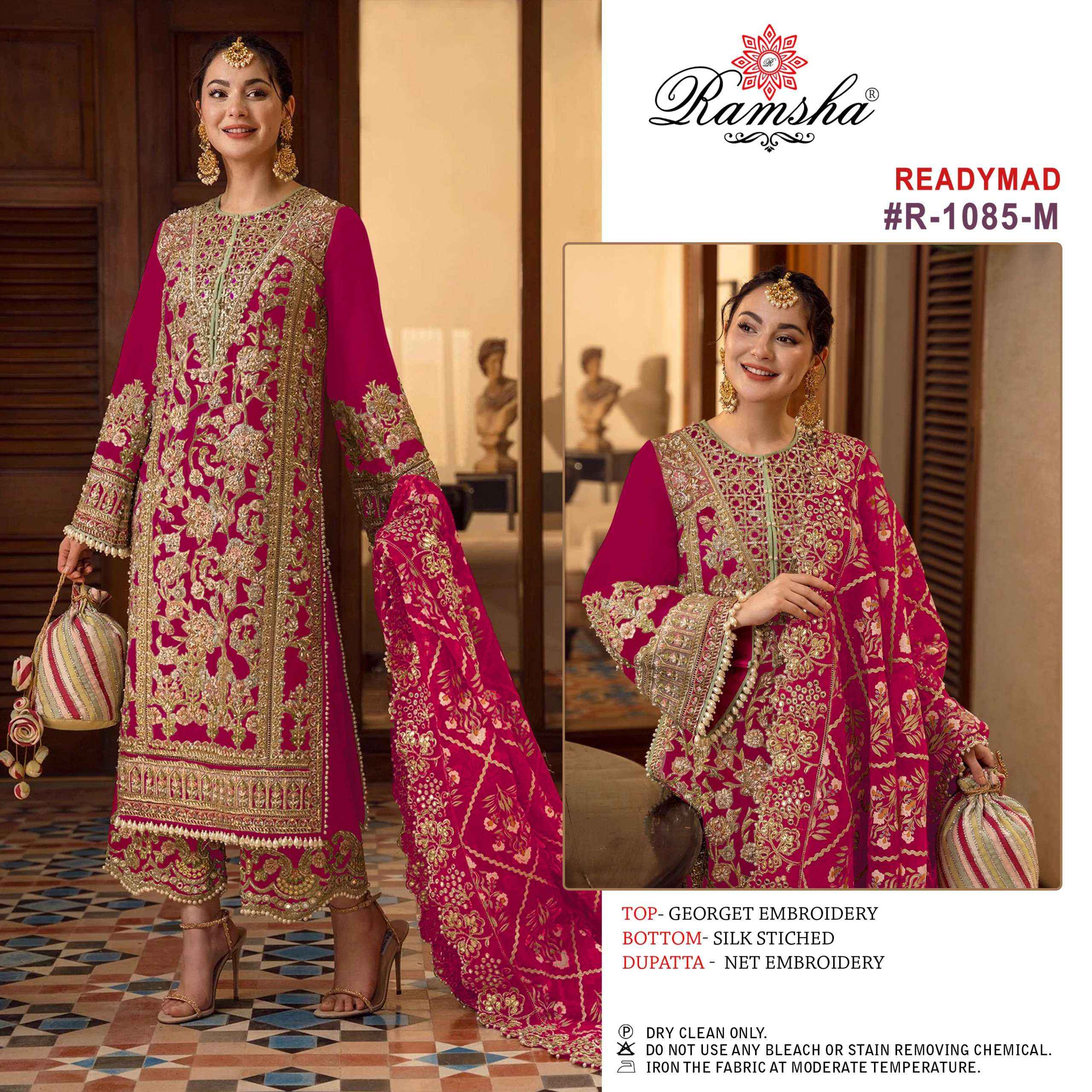 RAMSHA R 1085 GEORGETTE PAKISTANI READYMADE SUITS ( 4 PCS CATALOG )