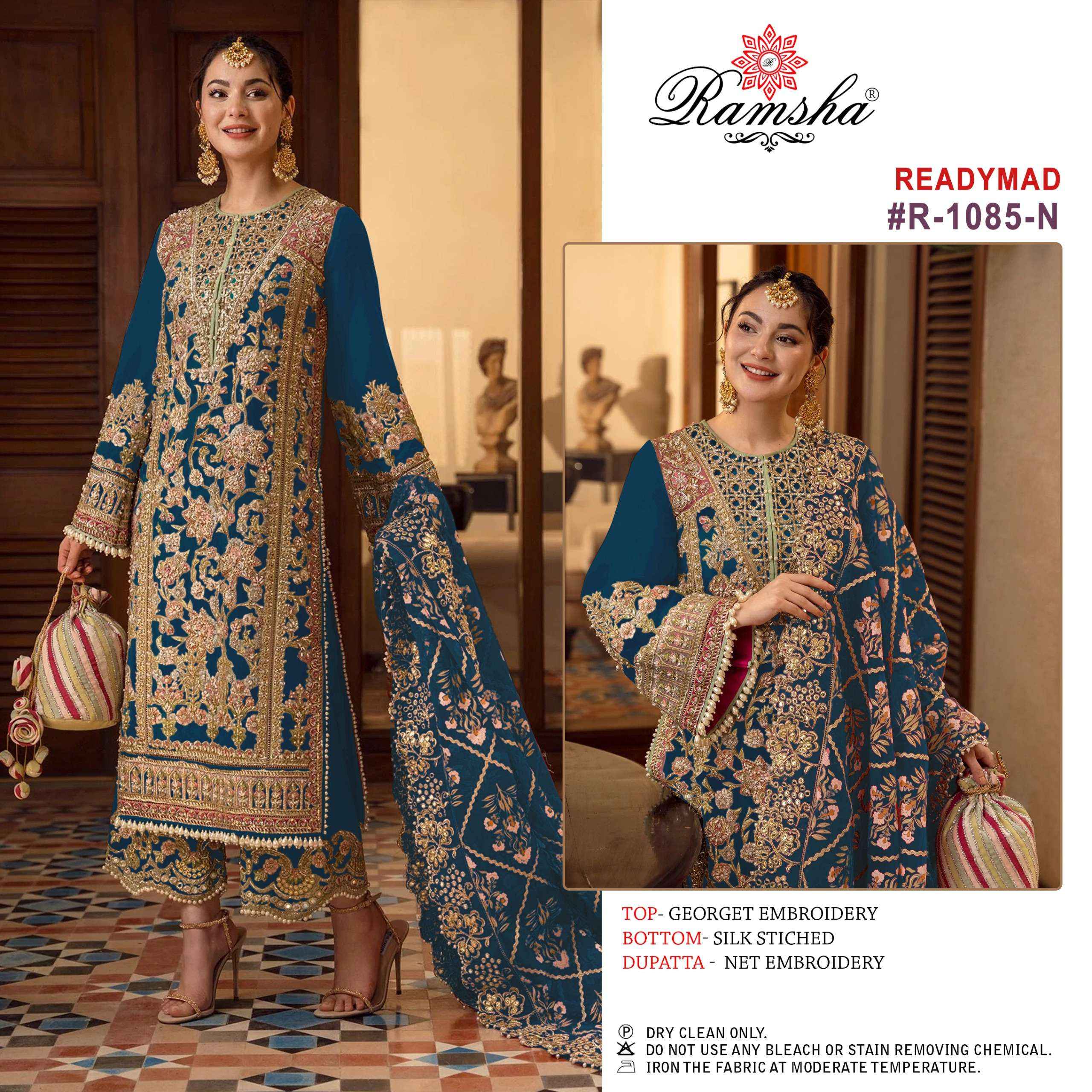 RAMSHA R 1085 GEORGETTE PAKISTANI READYMADE SUITS ( 4 PCS CATALOG )