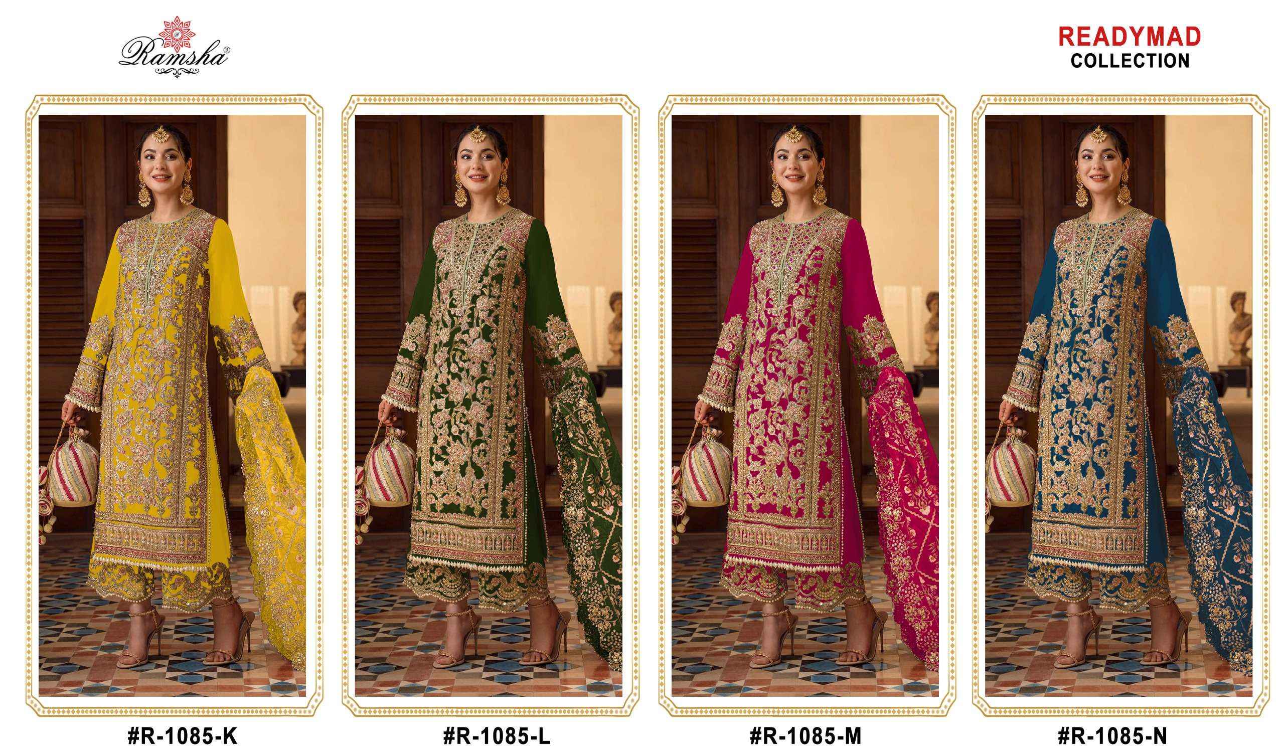 RAMSHA R 1085 GEORGETTE PAKISTANI READYMADE SUITS ( 4 PCS CATALOG )