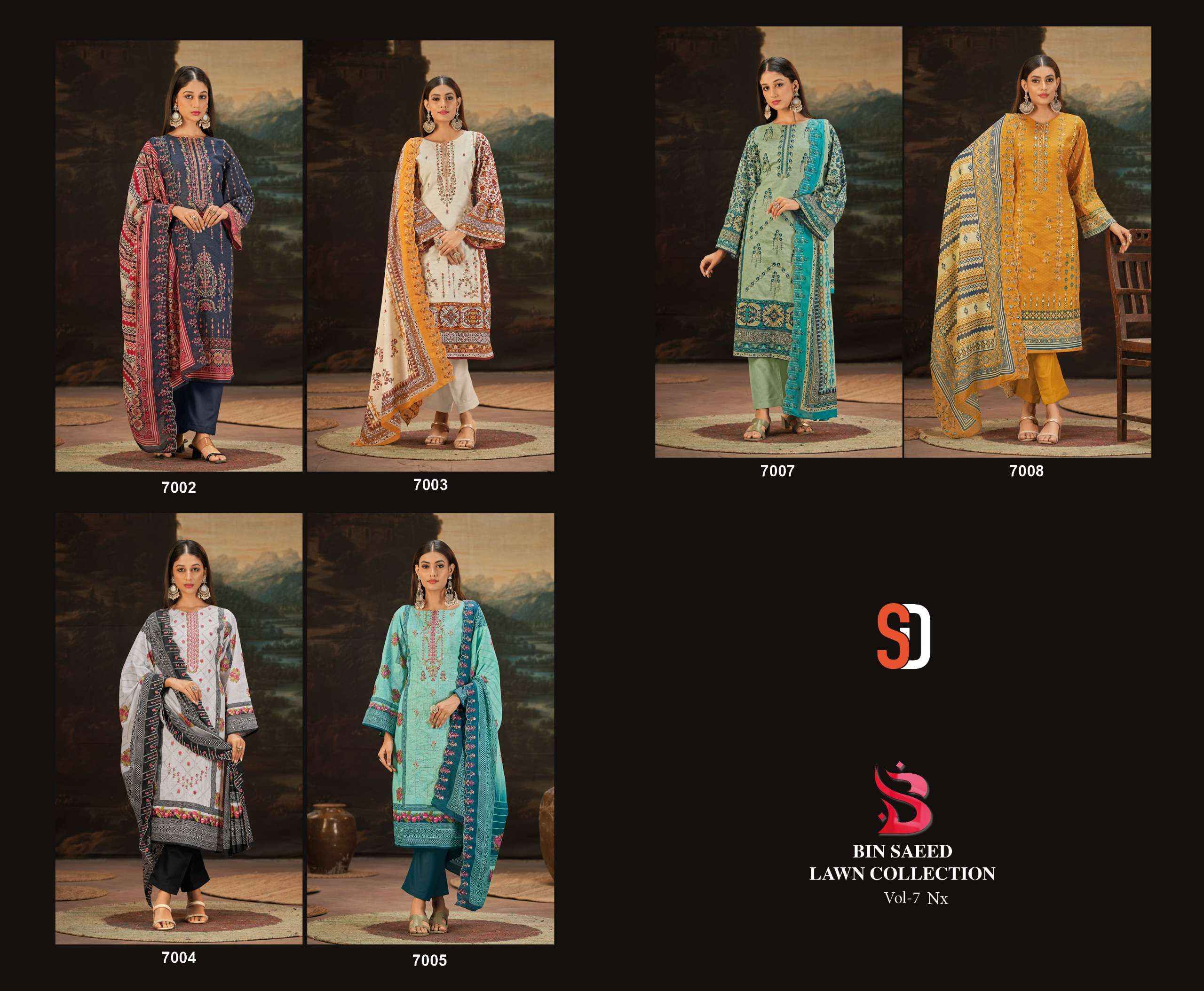 SHARADDHA DESIGNER BIN SAEED VOL 7 NX COTTON SALWAR KAMEEZ ( 6 PCS CATALOG )