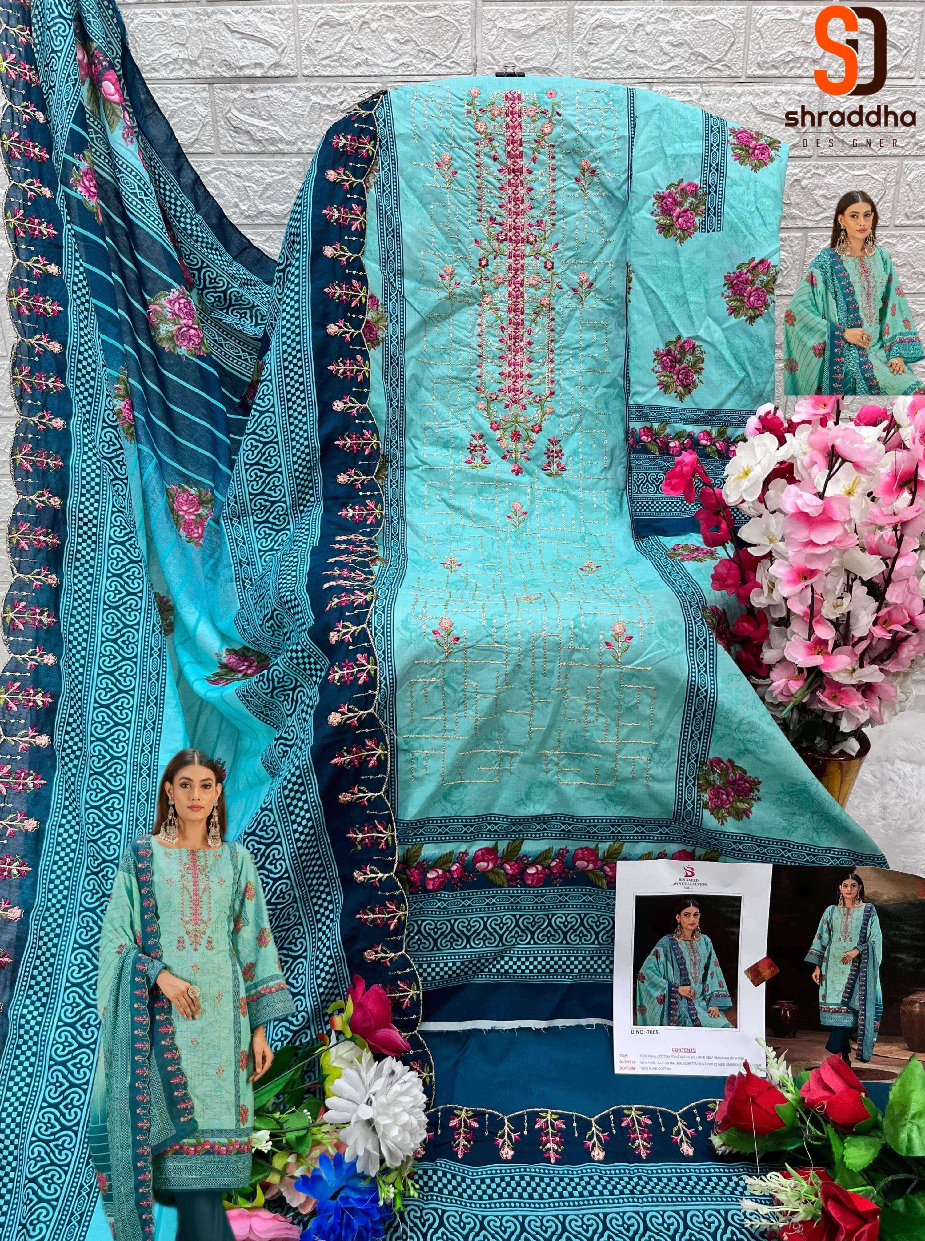 SHARADDHA DESIGNER BIN SAEED VOL 7 NX COTTON SALWAR KAMEEZ ( 6 PCS CATALOG )