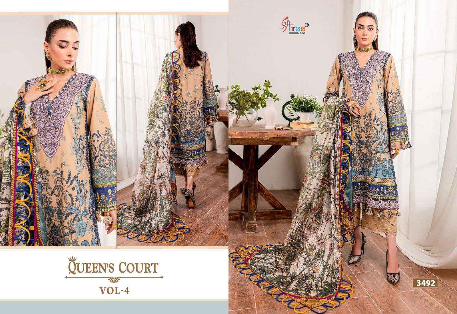 Shree Fabs Queens Court Vol-4 Fancy Pakistani Suits ( 7 Pcs Catalog ) chiffon Dupatta