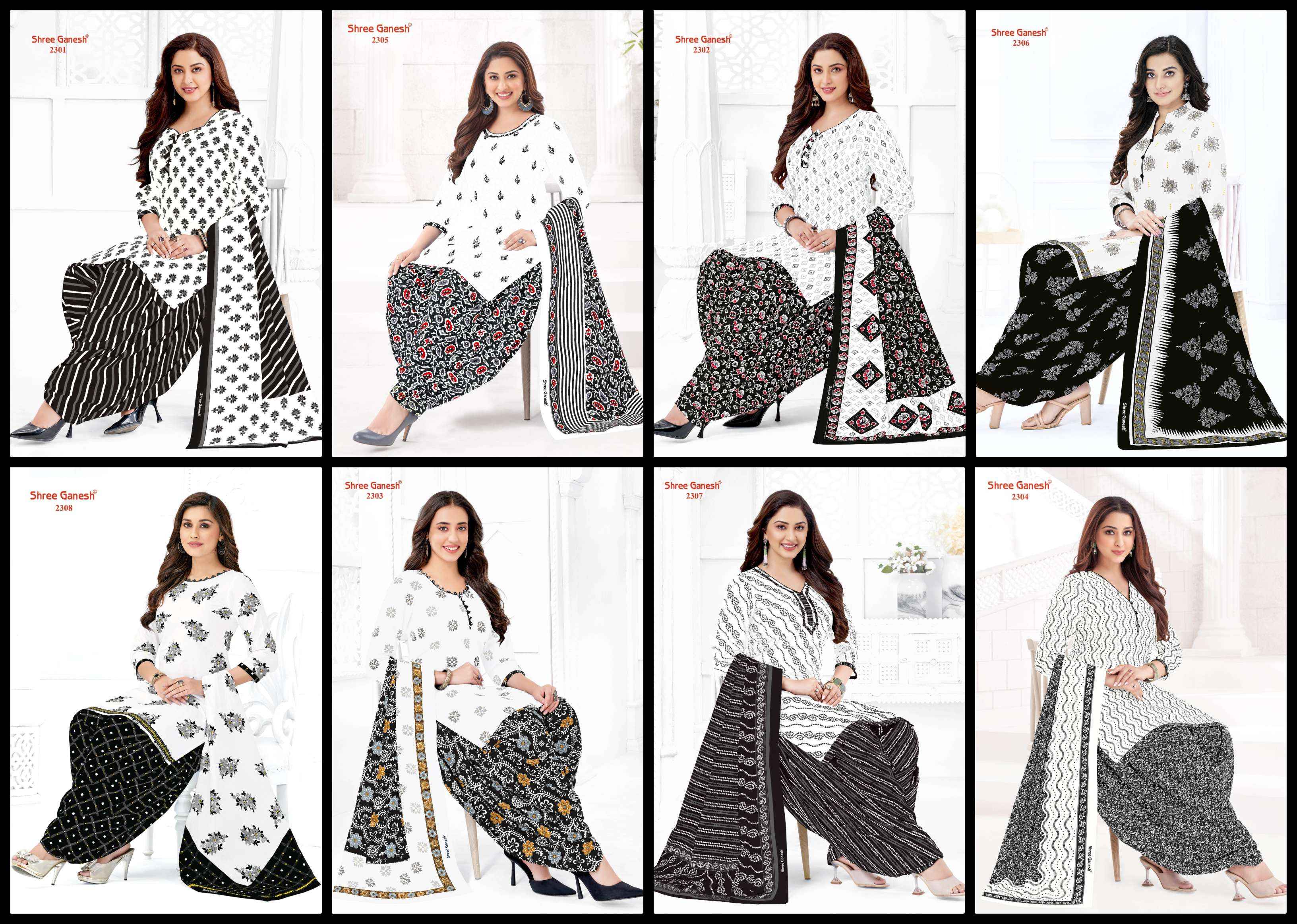 SHREE GANESH WHITE & BLACK VOL 3 DRESS MATERIAL ( 8 PCS CATALOG )