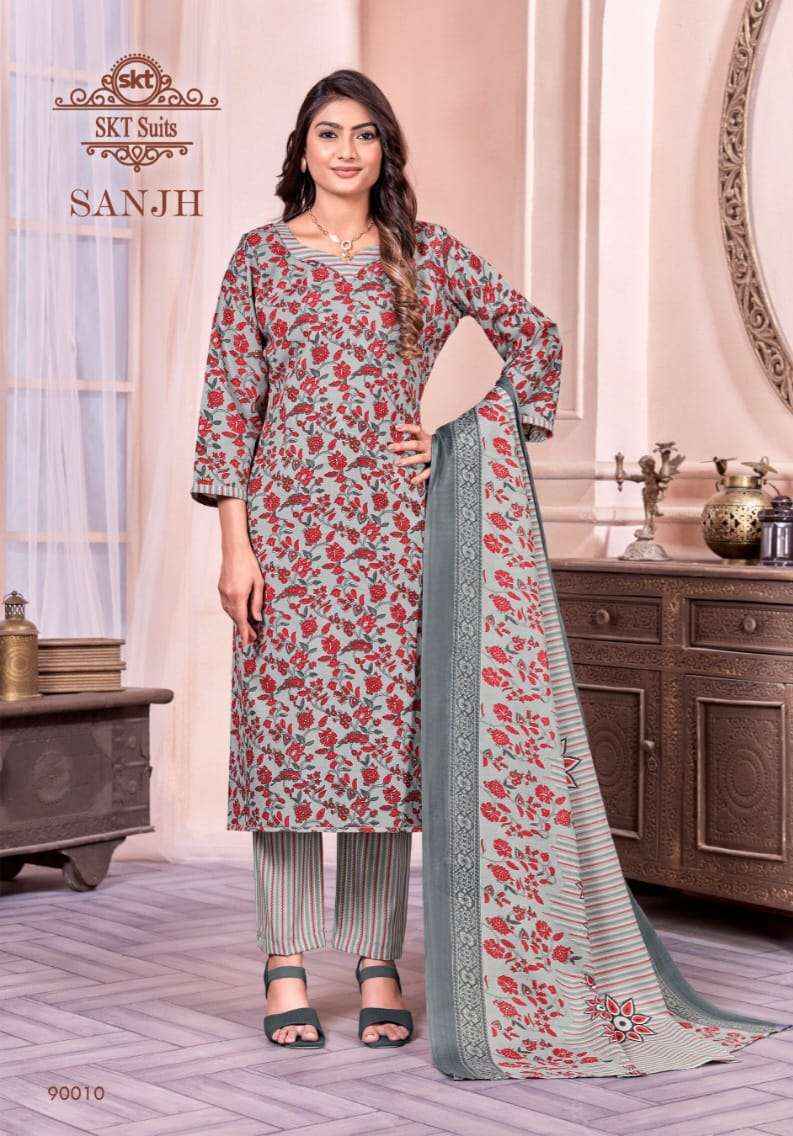 Skt Suits Sanjh Printed Dress Material ( 12 Pcs catalogue )