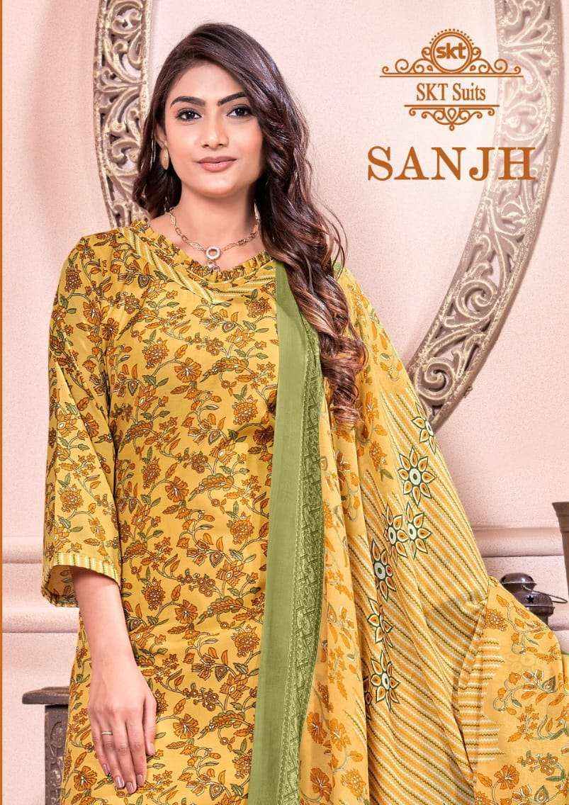 Skt Suits Sanjh Printed Dress Material ( 12 Pcs catalogue )