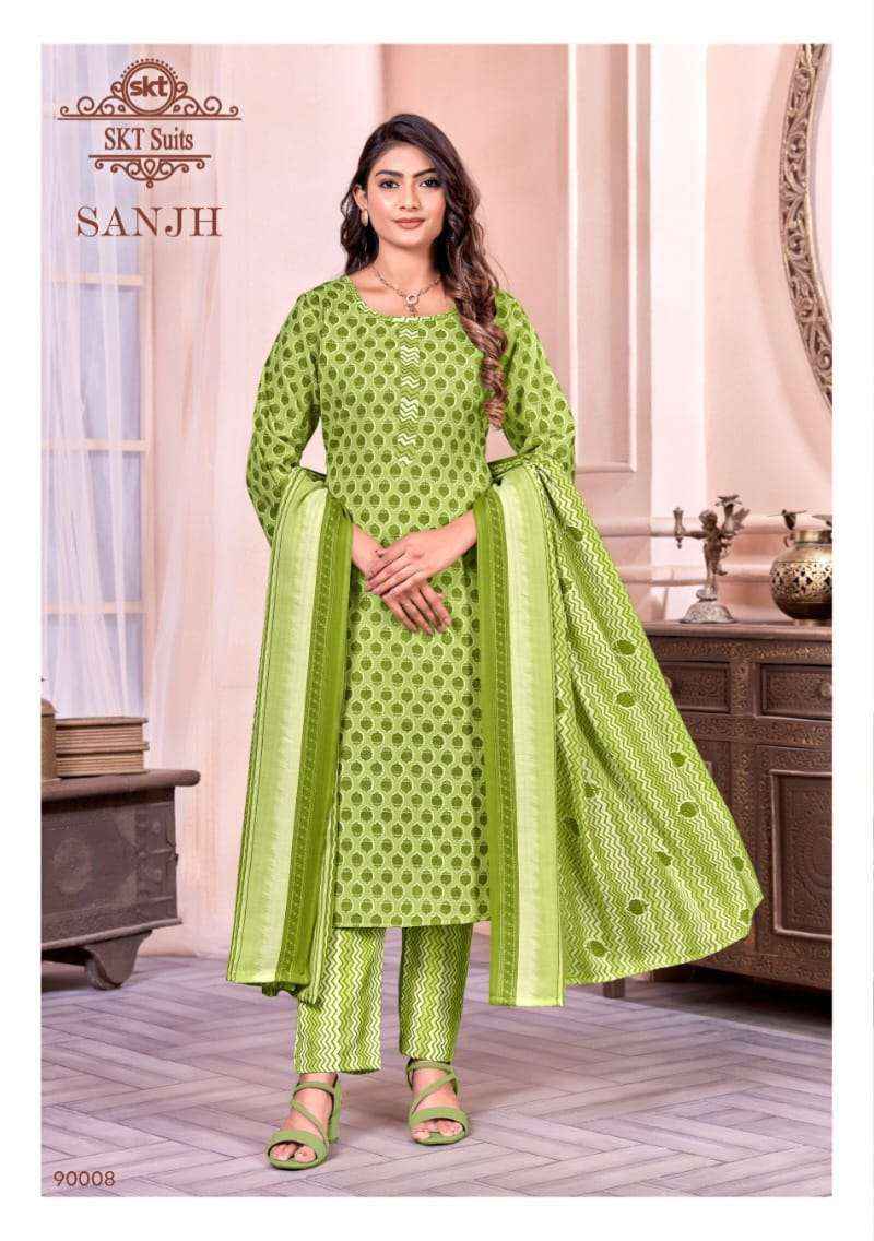 Skt Suits Sanjh Printed Dress Material ( 12 Pcs catalogue )