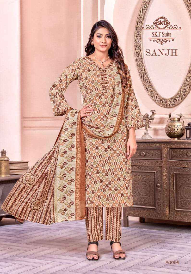 Skt Suits Sanjh Printed Dress Material ( 12 Pcs catalogue )