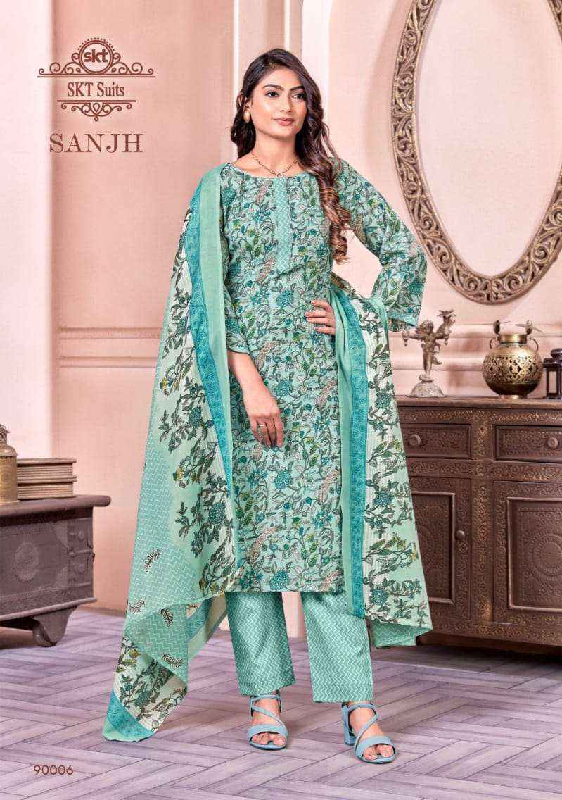 Skt Suits Sanjh Printed Dress Material ( 12 Pcs catalogue )