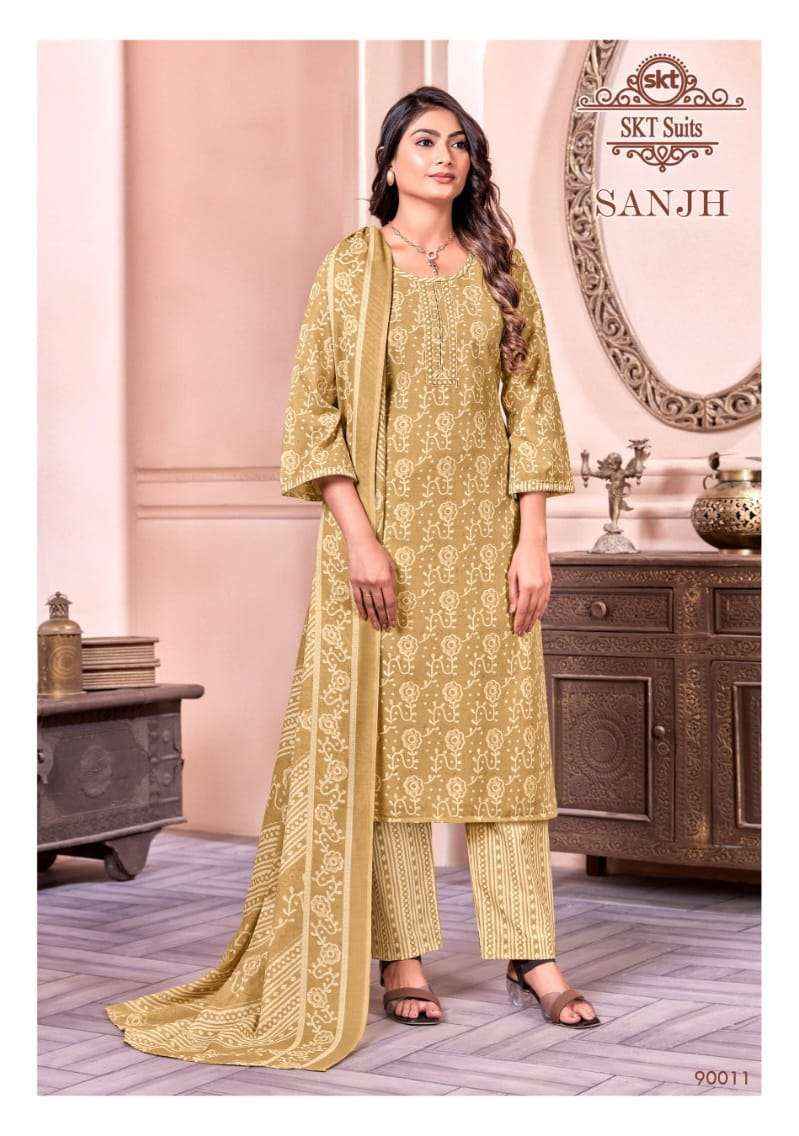 Skt Suits Sanjh Printed Dress Material ( 12 Pcs catalogue )