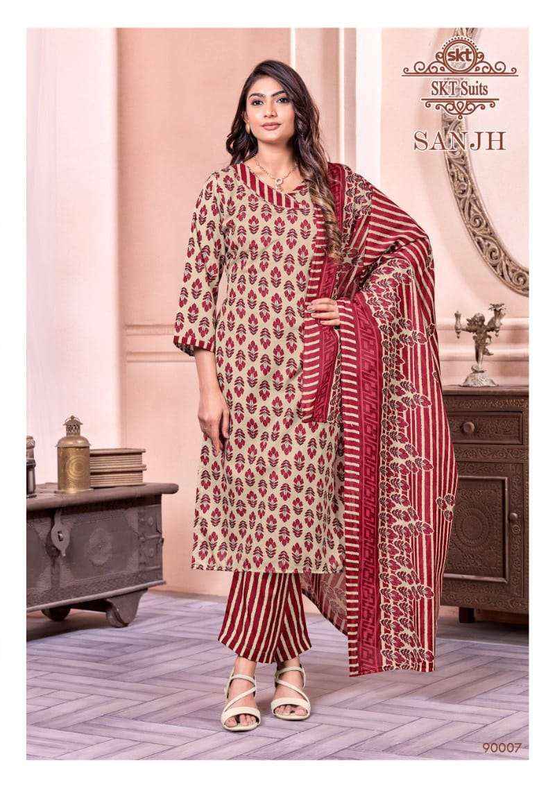 Skt Suits Sanjh Printed Dress Material ( 12 Pcs catalogue )