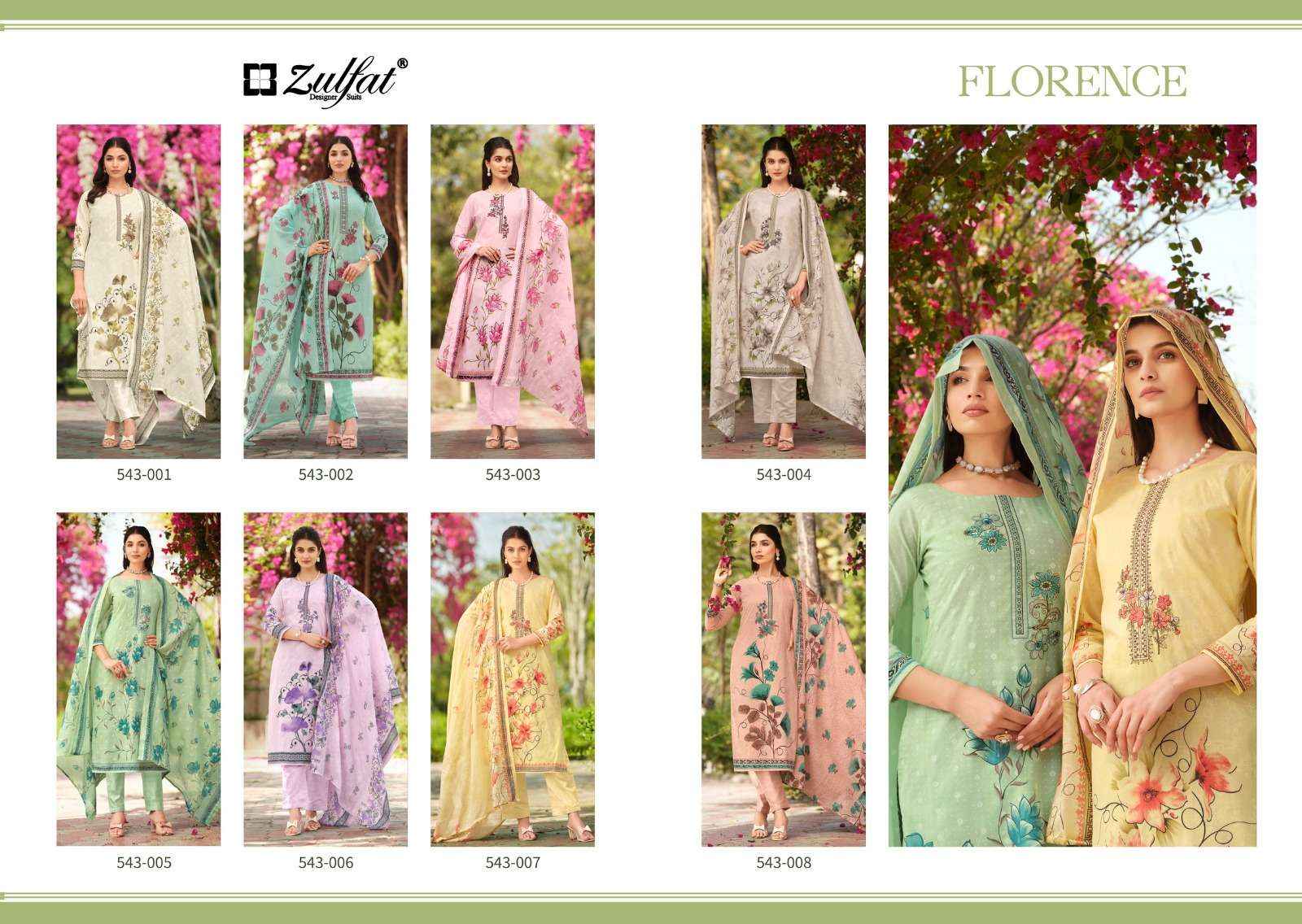 ZULFAT DESIGNER SUITS FLORENCE COTTON PRINT SALWAR SUIT ( 8 PCS CATALOG )