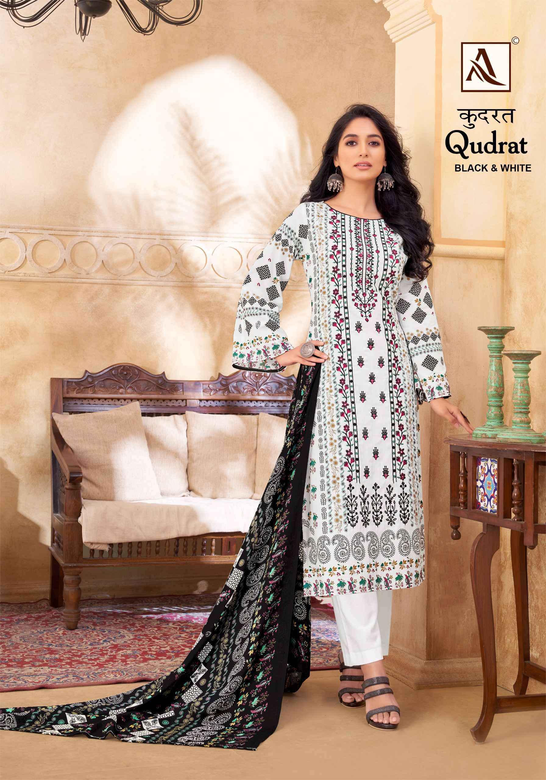 Alok Suit Qudrat Black And White Suits ( 8 Pcs Catalog )