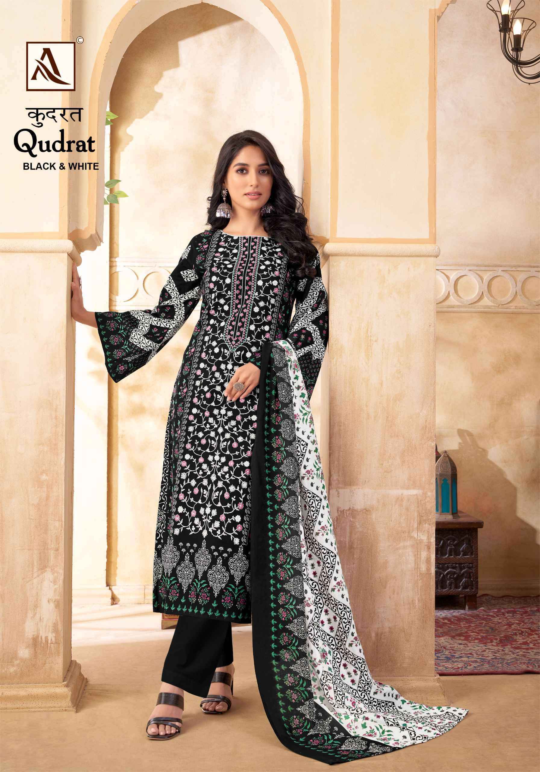 Alok Suit Qudrat Black And White Suits ( 8 Pcs Catalog )