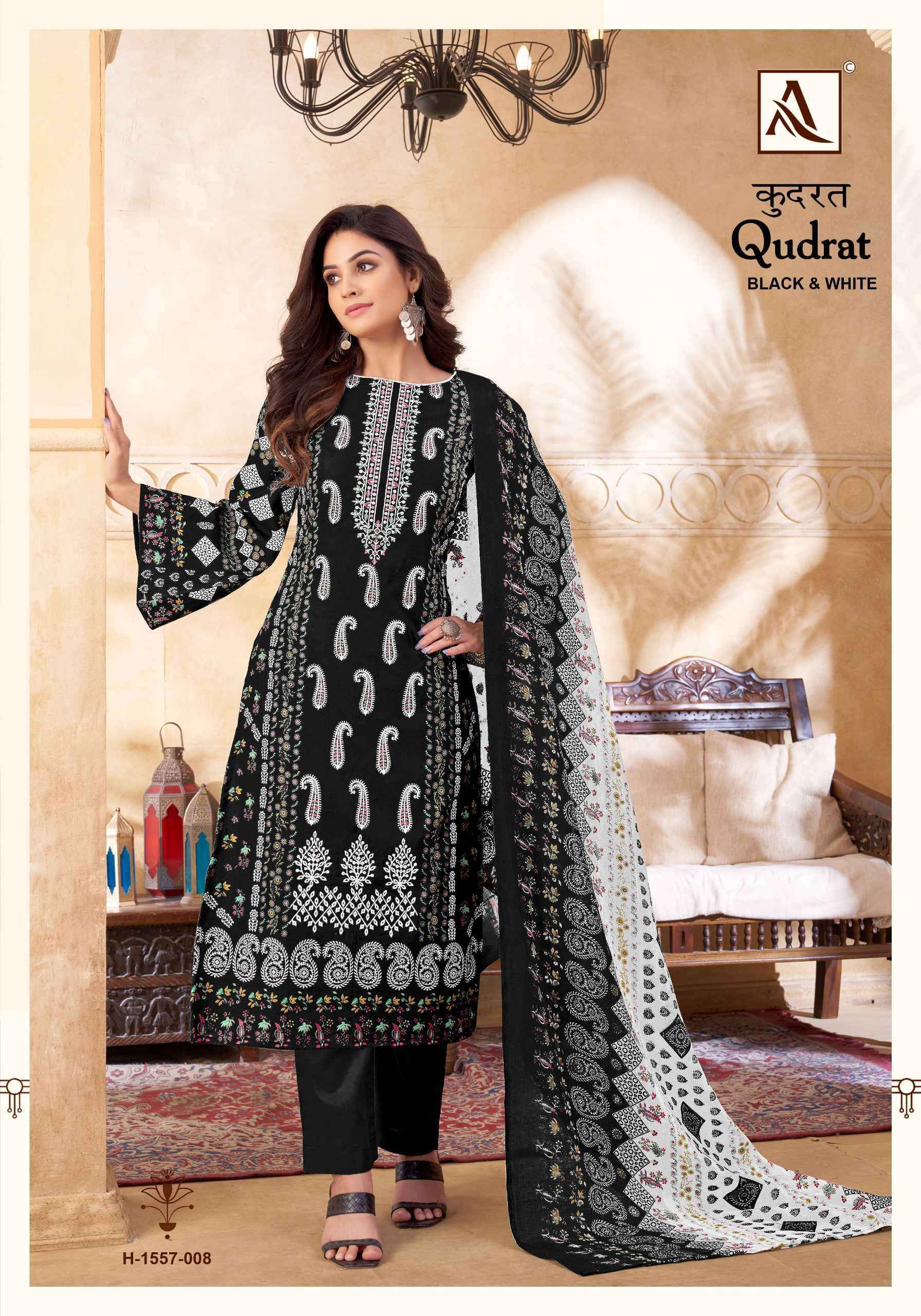 Alok Suit Qudrat Black And White Suits ( 8 Pcs Catalog )