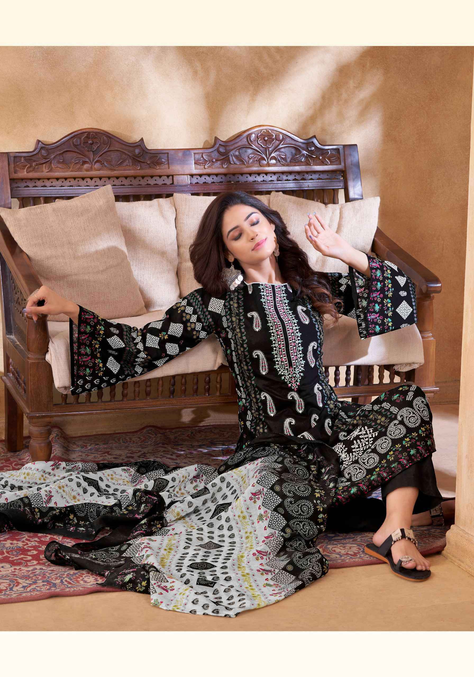 Alok Suit Qudrat Black And White Suits ( 8 Pcs Catalog )