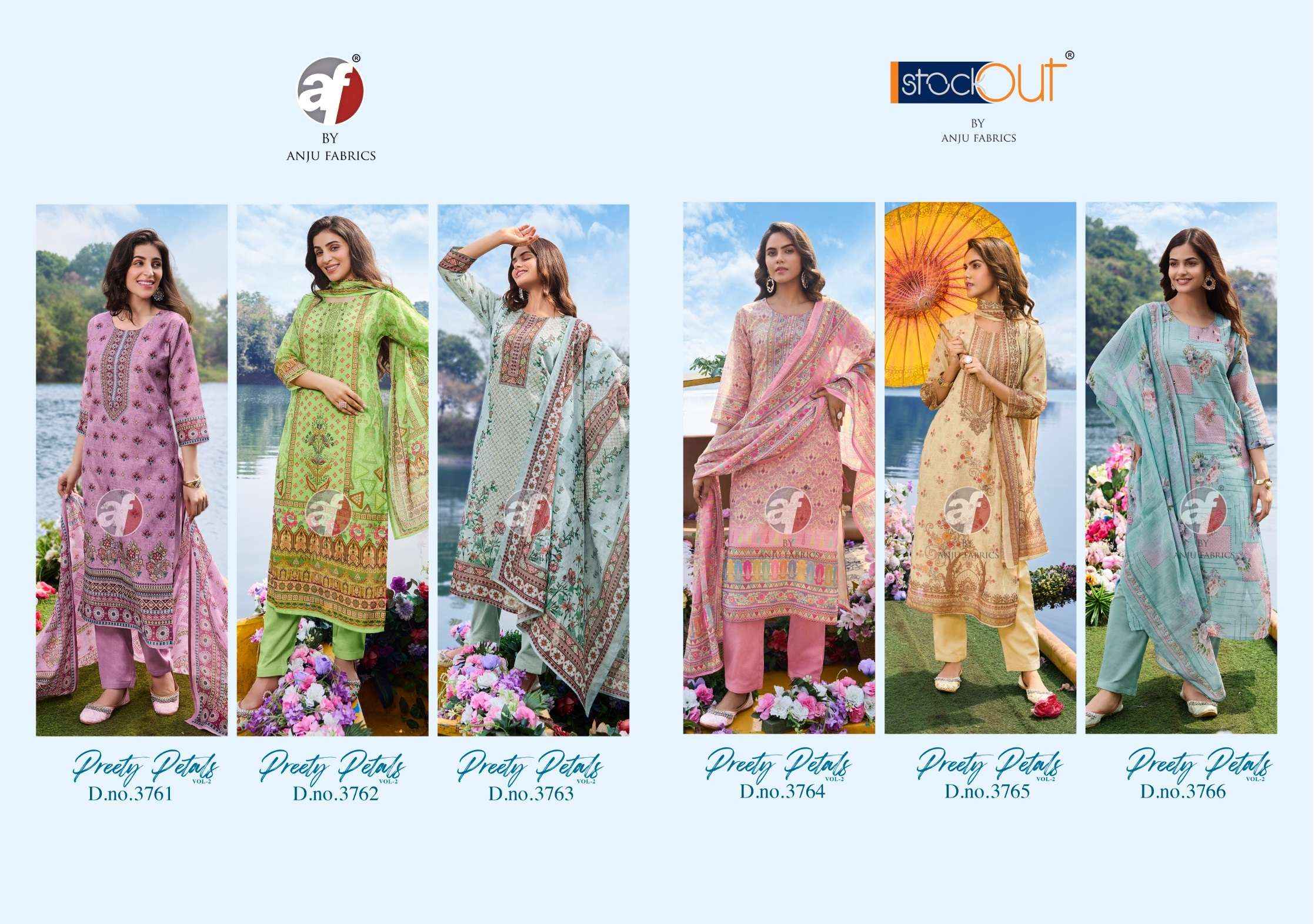 ANJU FABRICS PREETY PETALS VOL 2 COTTON KURTI COMBO SET ( 6 PCS CATALOG )