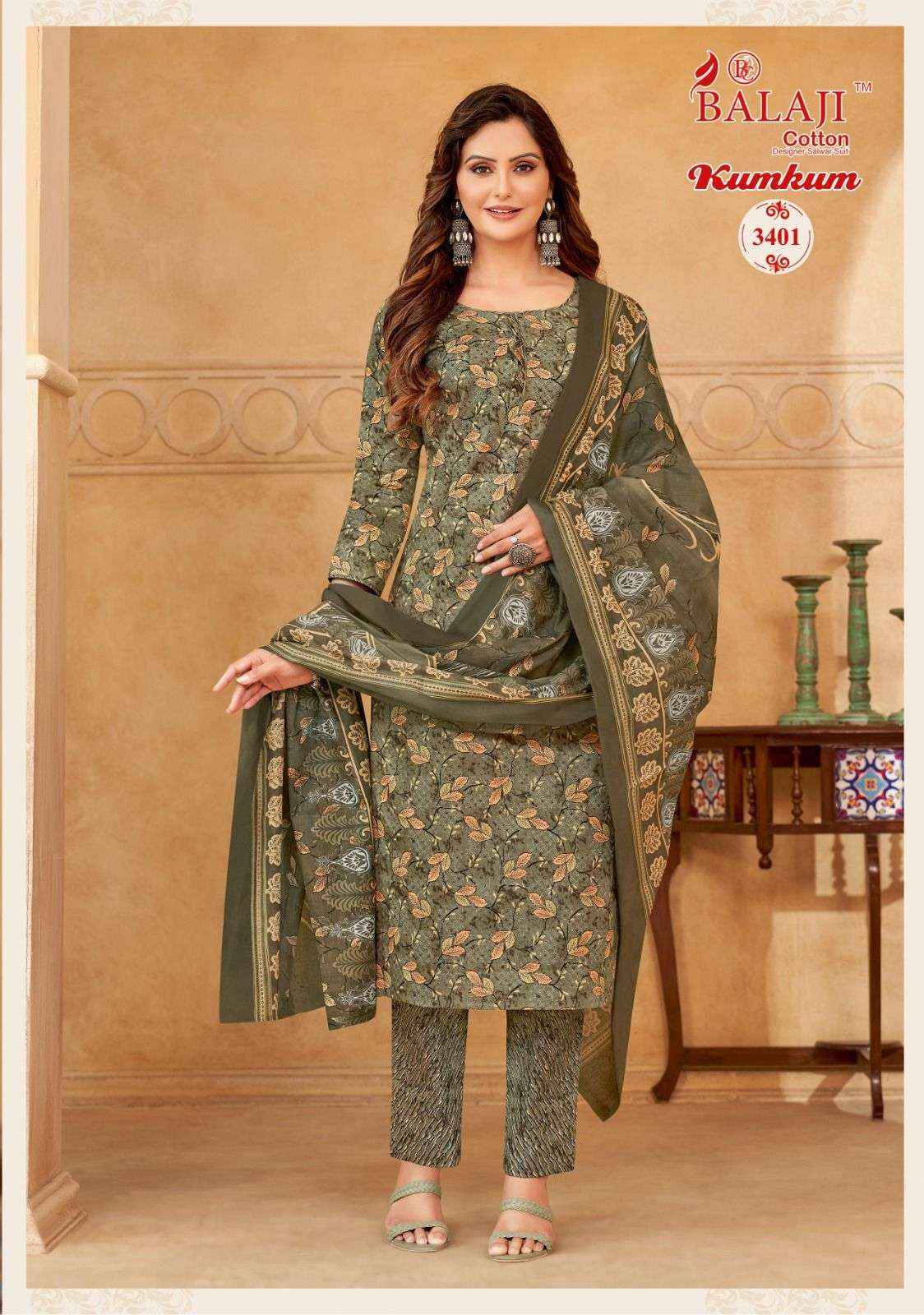 BALAJI COTTON KUMKUM VOL 34 COTTON DRESS MATERIAL ( 12 PCS CATALOG )