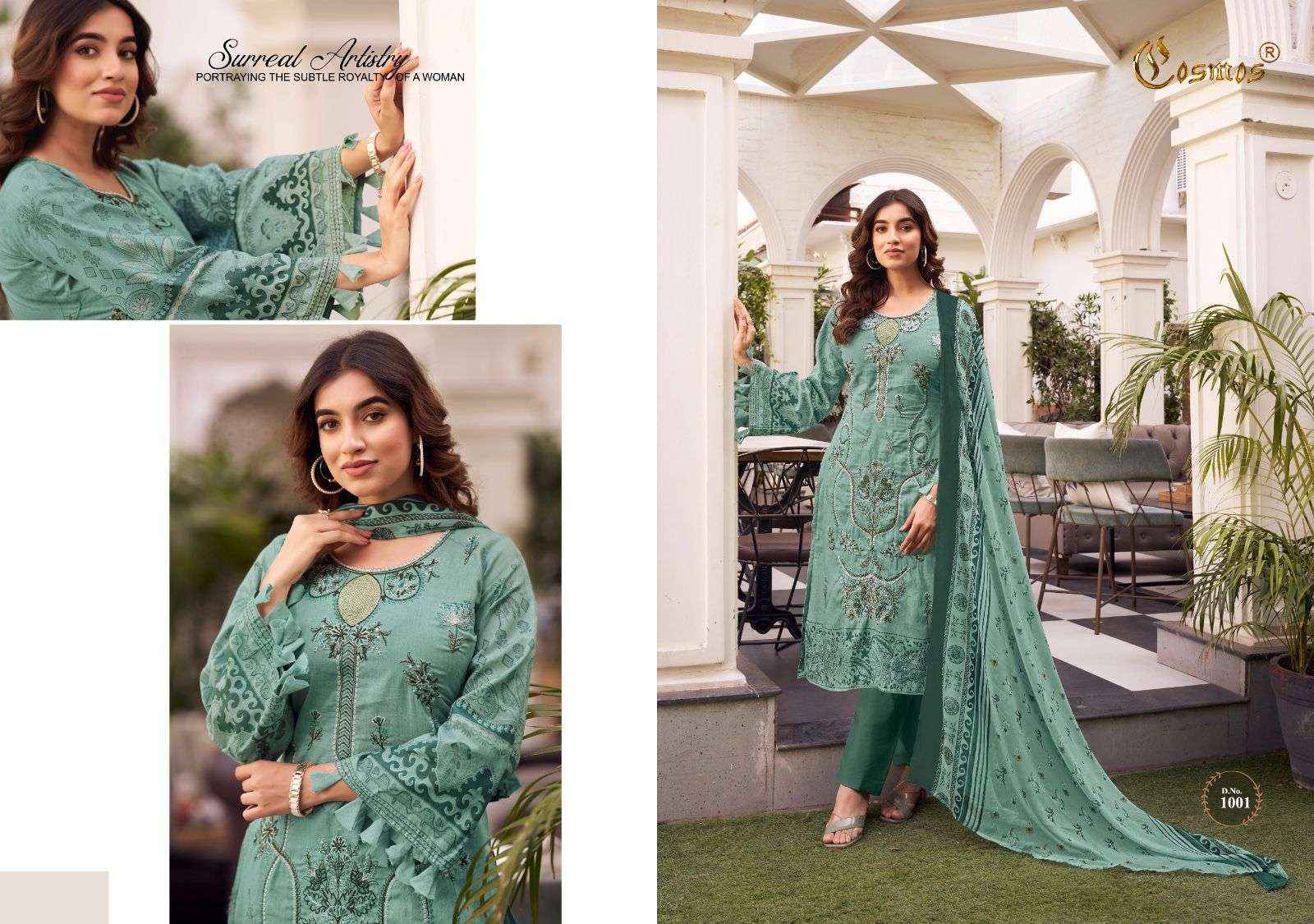 COSMOS FASHION NOOR PREMIUM EMBROIDERED COTTON WORK SUIT ( 10 PCS CATALOG )