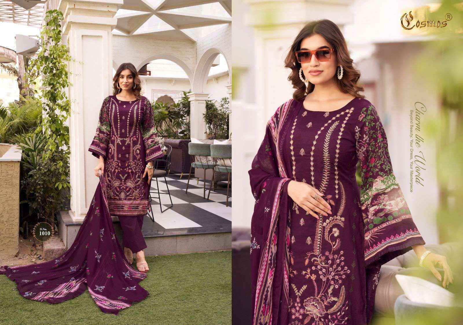 COSMOS FASHION NOOR PREMIUM EMBROIDERED COTTON WORK SUIT ( 10 PCS CATALOG )
