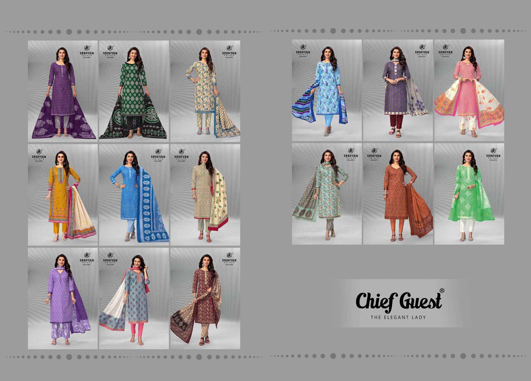 DEEPTEX CHIEF GUEST VOL 33 COTTON SALWAR SUITS ( 15 PCS CATALOG )