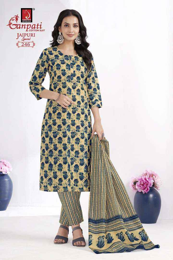 Ganpati Jaipuri Special Vol 10 Pure Cotton Readymade Suits ( 15 Pcs Catalog )