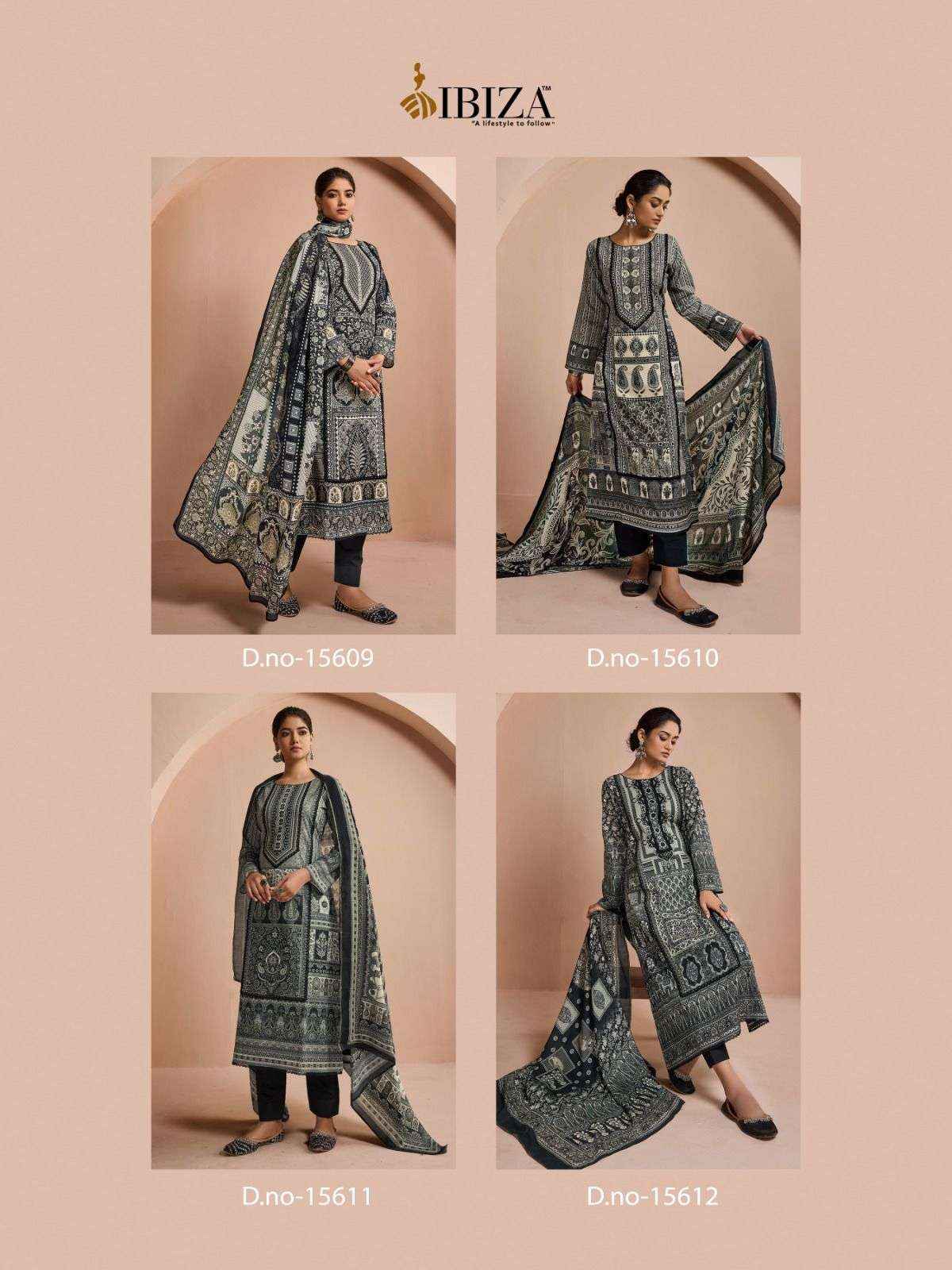 IBIZA JIYANA LAWN COTTON DIGITAL PRINT WITH FANCY WORK SUIT ( 4 PCS CATALOG )