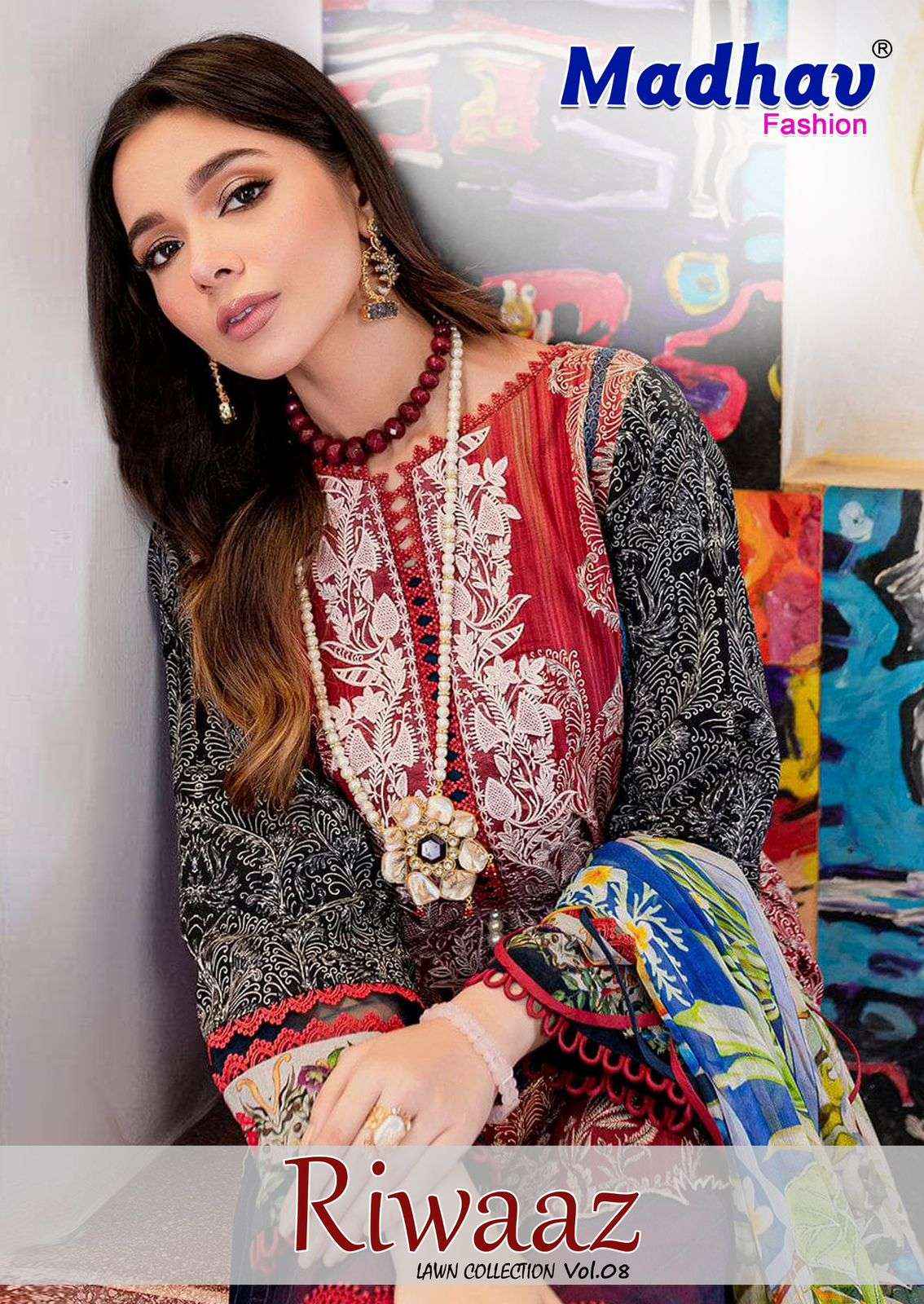 MADHAV FASHION RIWAAZ VOL 8 LAWN suits online shopping ( 6 PCS CATALOG )