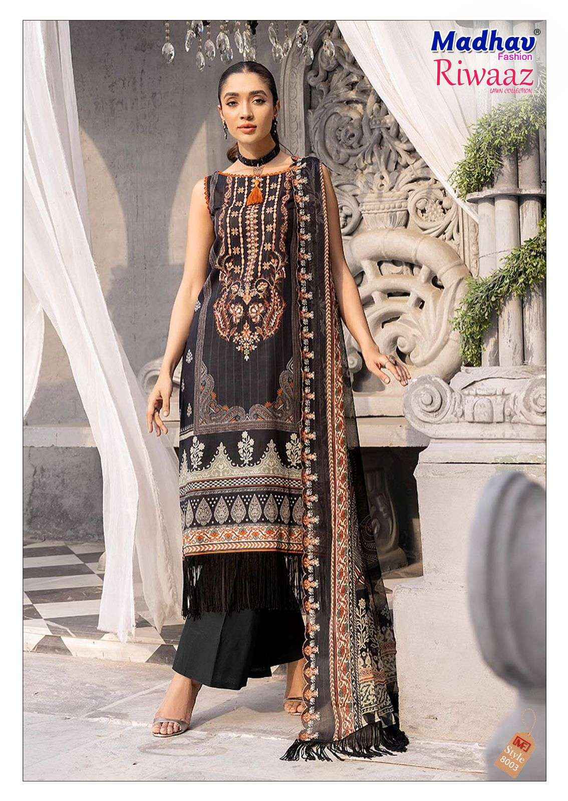 MADHAV FASHION RIWAAZ VOL 8 LAWN suits online shopping ( 6 PCS CATALOG )