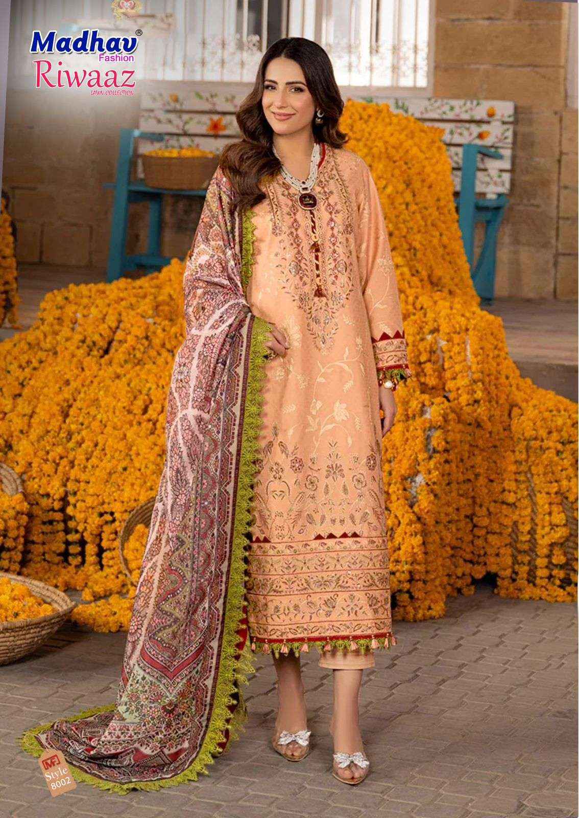 MADHAV FASHION RIWAAZ VOL 8 LAWN suits online shopping ( 6 PCS CATALOG )