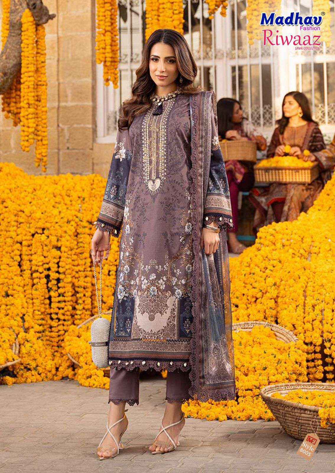 MADHAV FASHION RIWAAZ VOL 8 LAWN suits online shopping ( 6 PCS CATALOG )