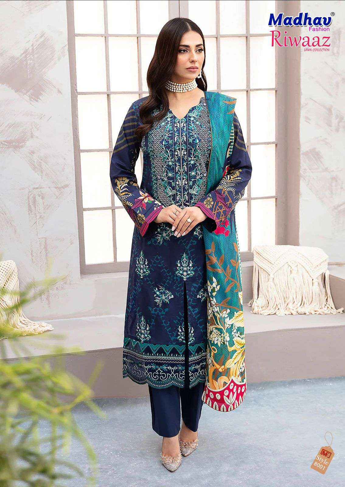 MADHAV FASHION RIWAAZ VOL 8 LAWN suits online shopping ( 6 PCS CATALOG )