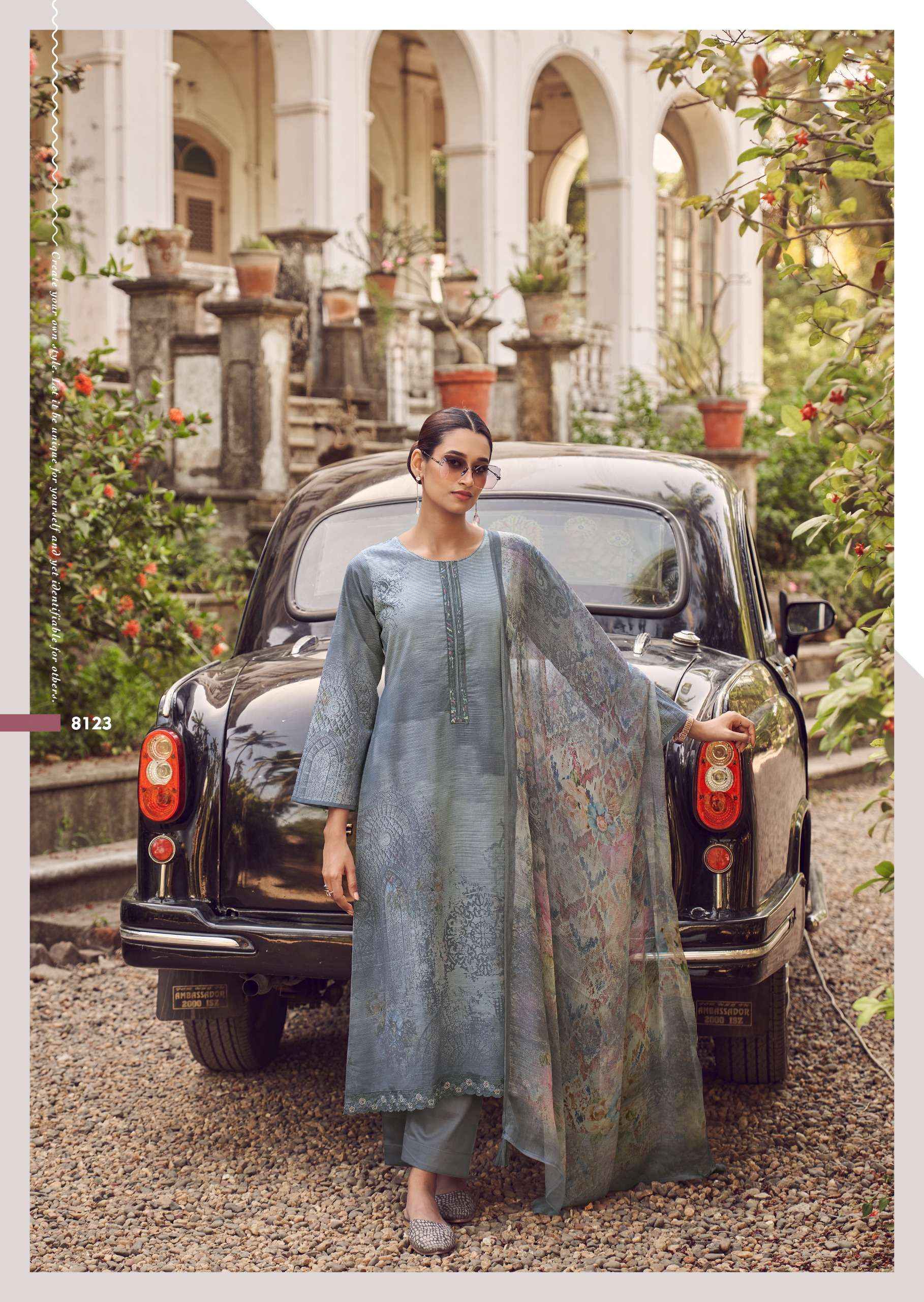 PRM TRENDZ NOORIN LINEN COTTON DESIGNER SUITS ( 8 PCS CATALOG )