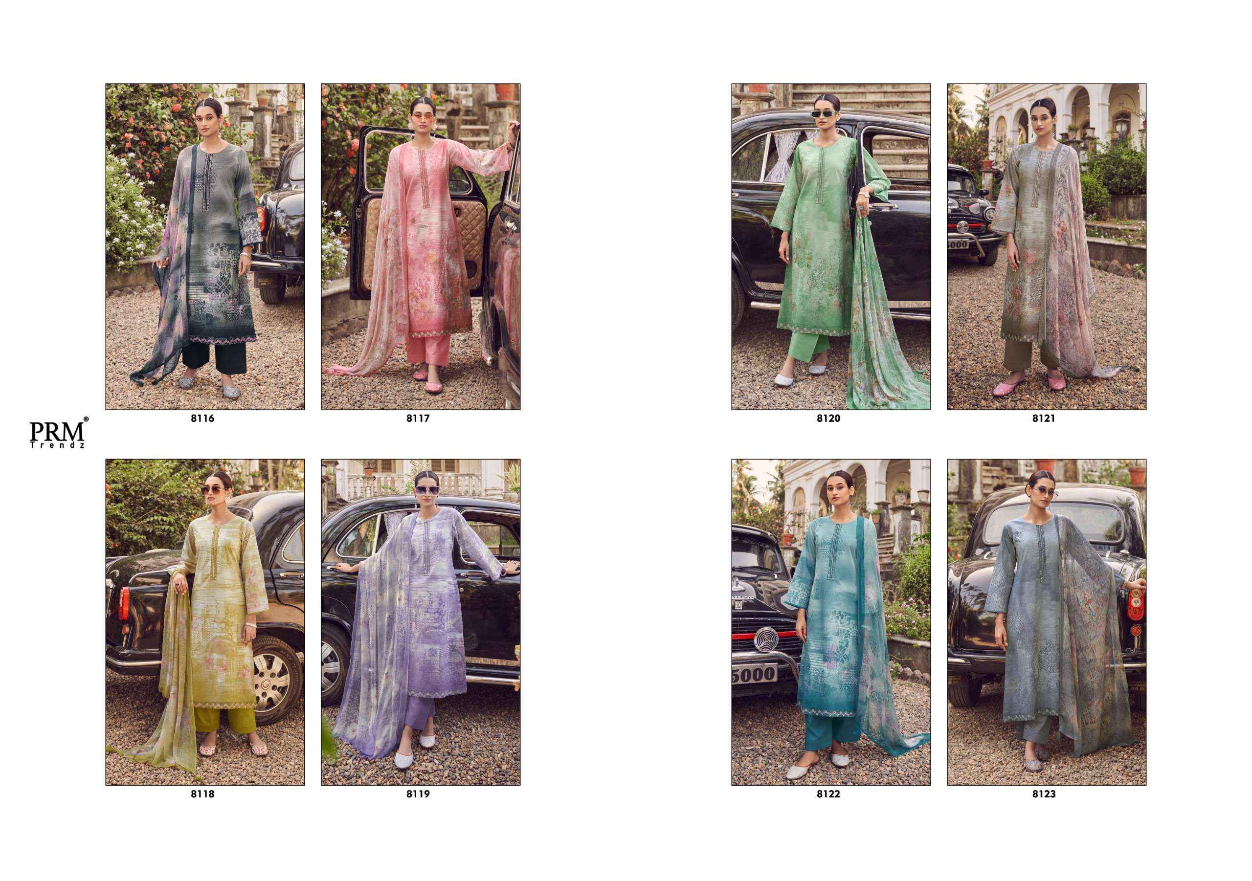 PRM TRENDZ NOORIN LINEN COTTON DESIGNER SUITS ( 8 PCS CATALOG )